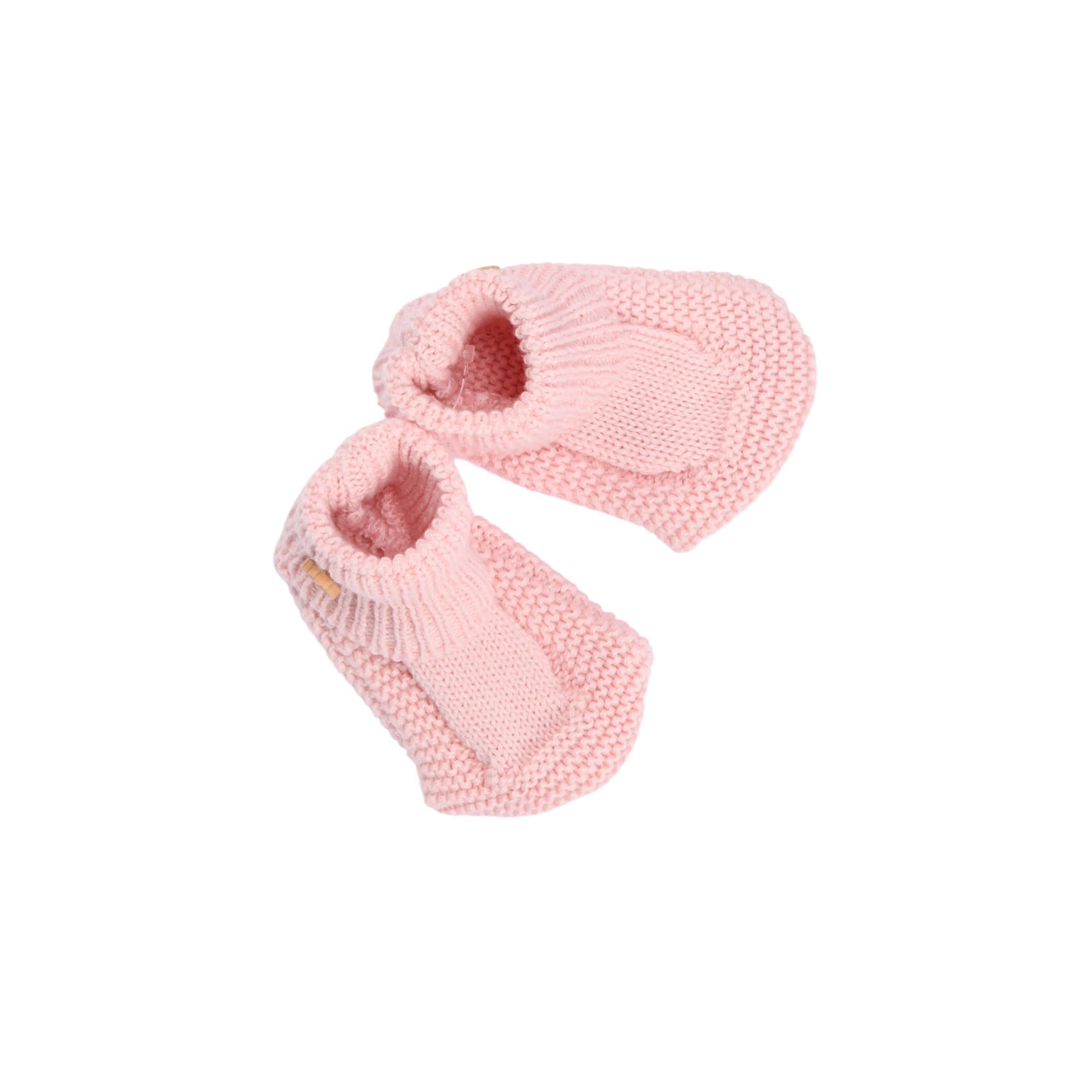 Petit Sweeny | Girls Pink Organic Cotton Knit Booties