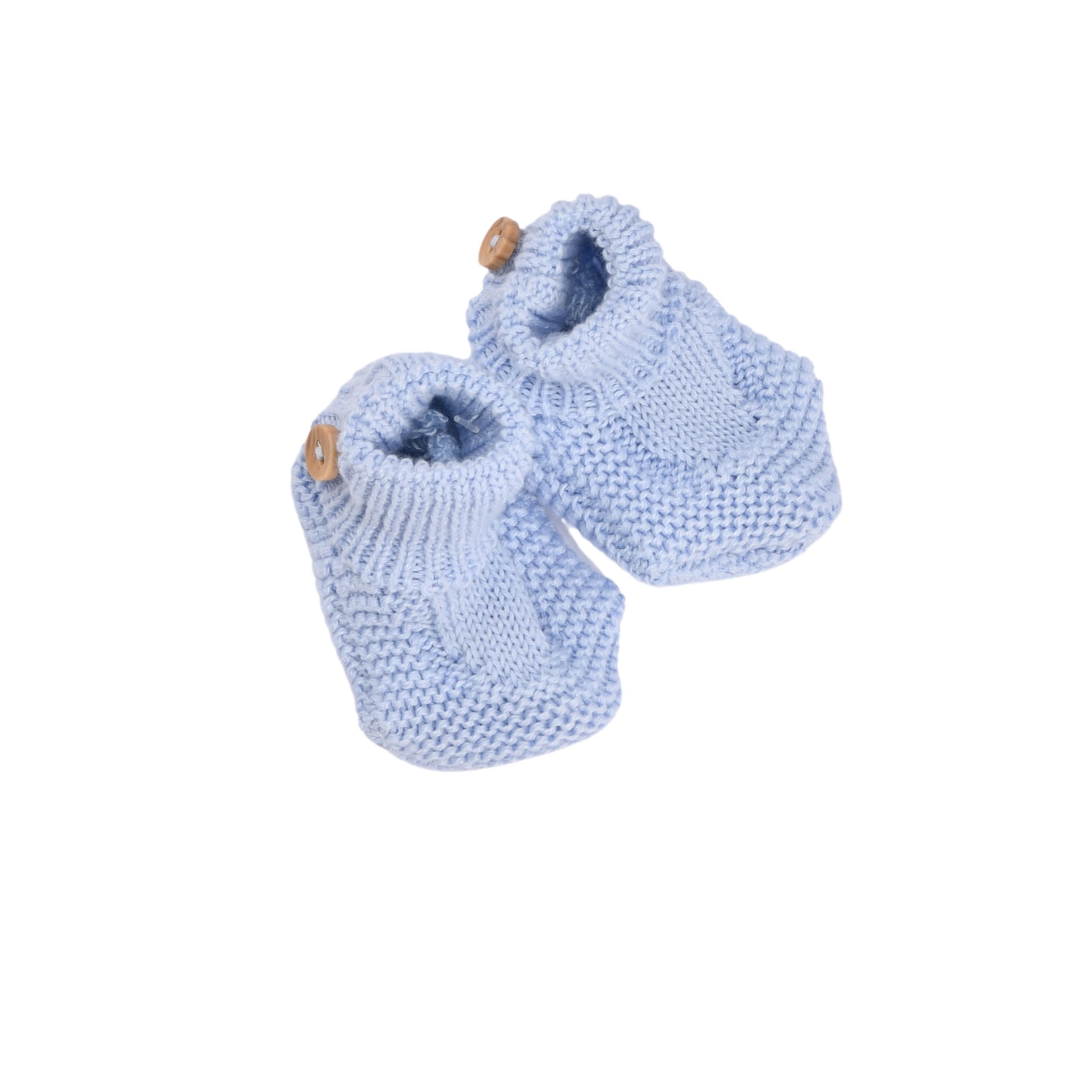 Petit Sweeny | Boys Blue Organic Cotton Knit Booties