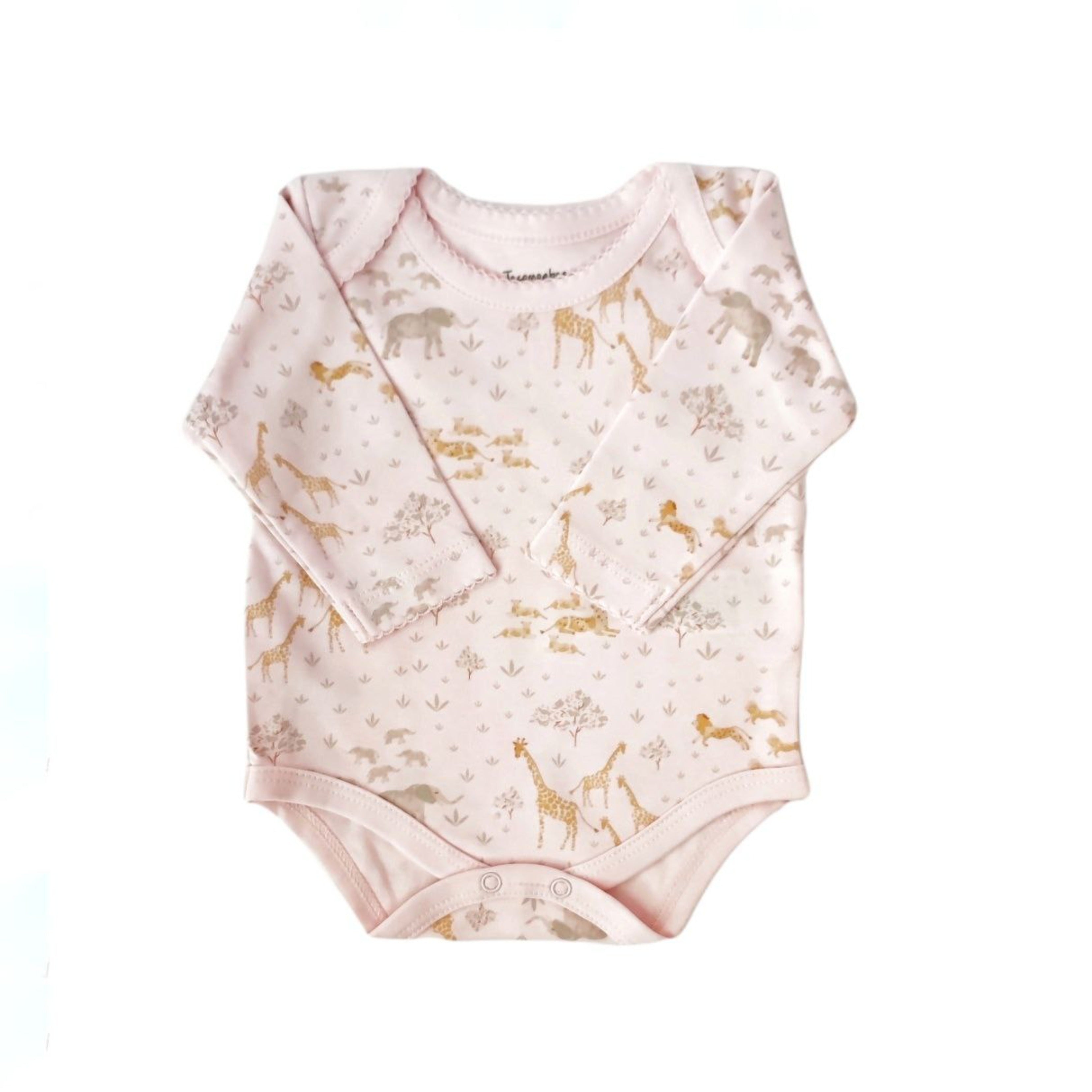 Safari Long Sleeve Bodysuit, Pink