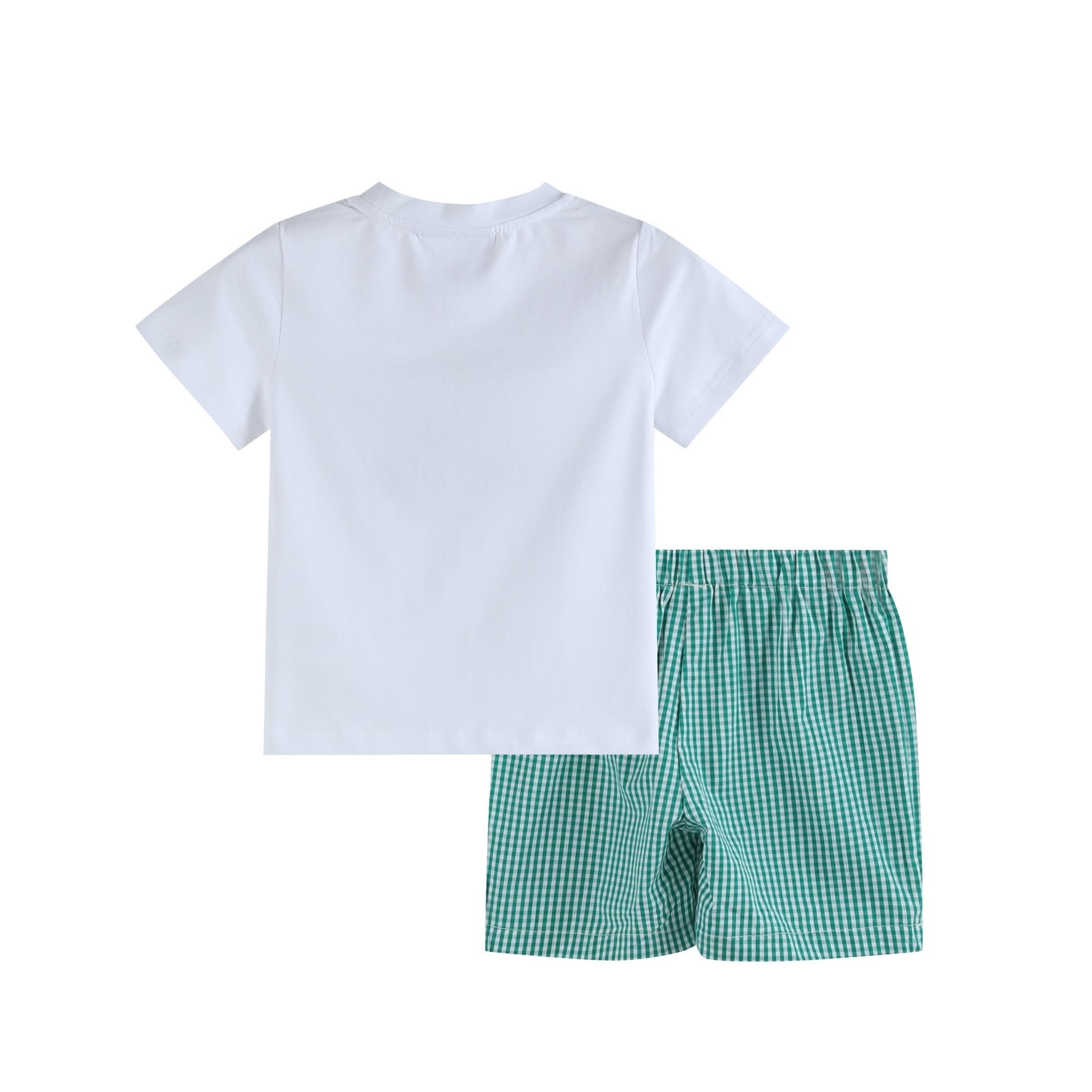 Pickleball T-shirt And Green Gingham Shorts Set
