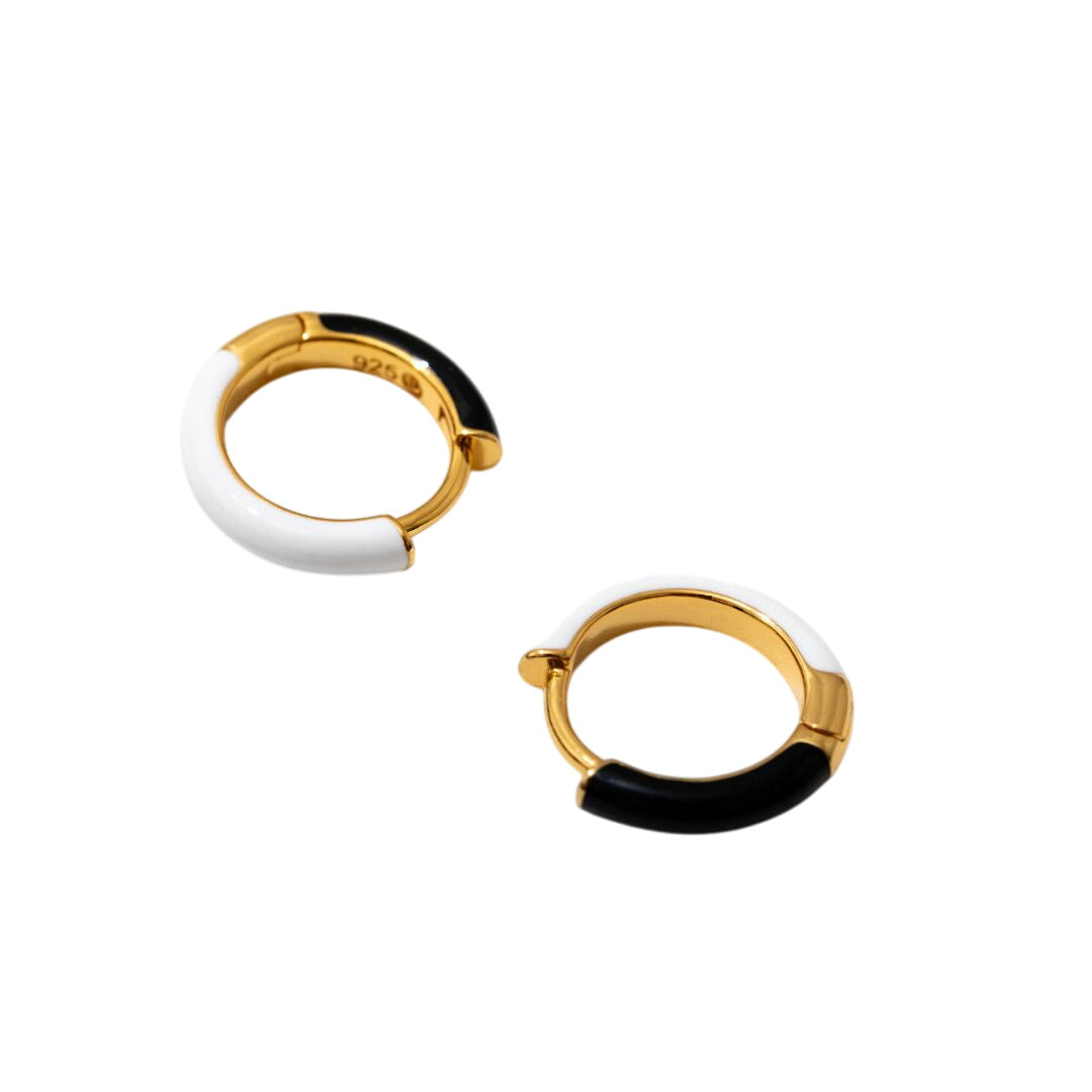 Two Tone Enamel Huggie Hoops