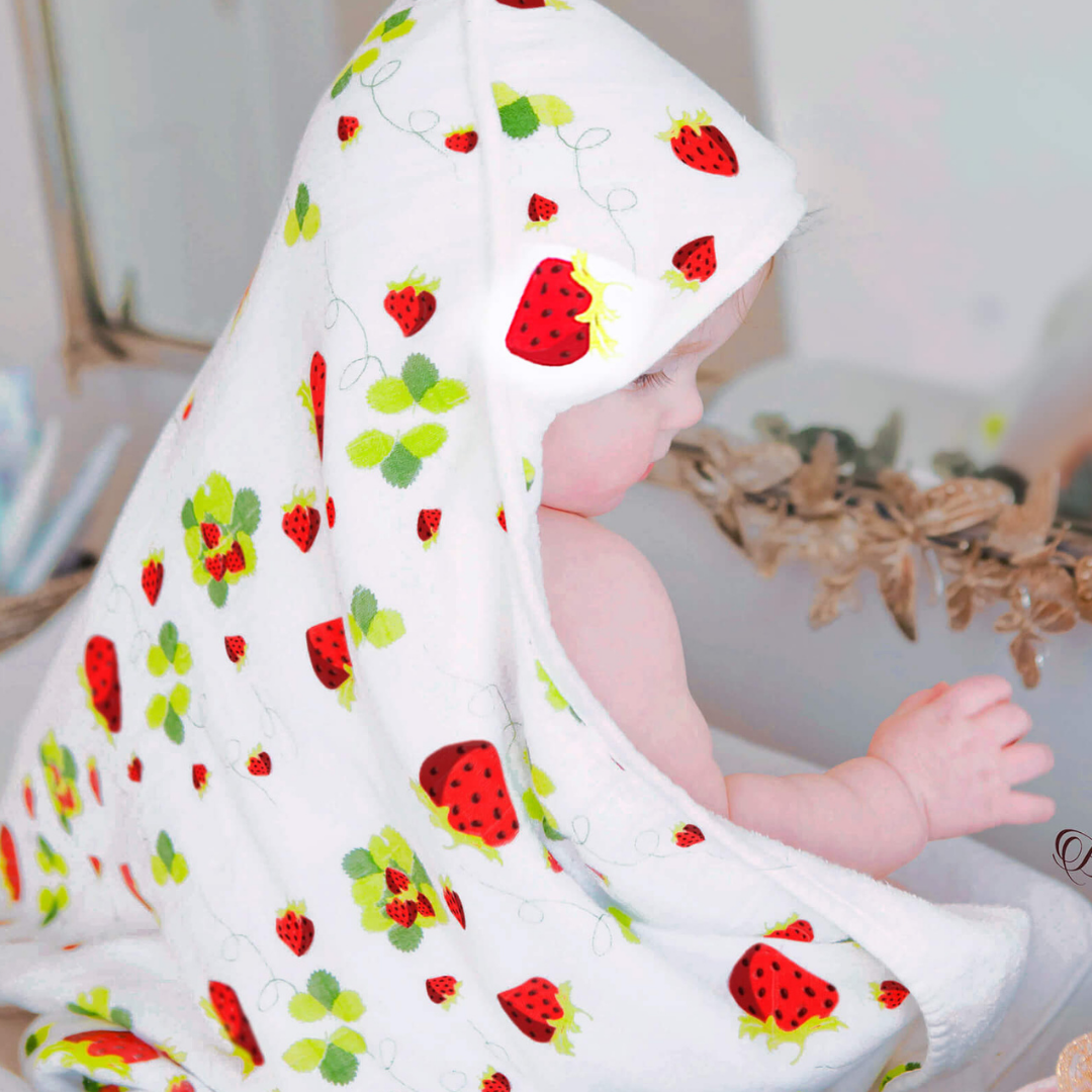 Bamboo Viscose Strawberry Hooded Towel