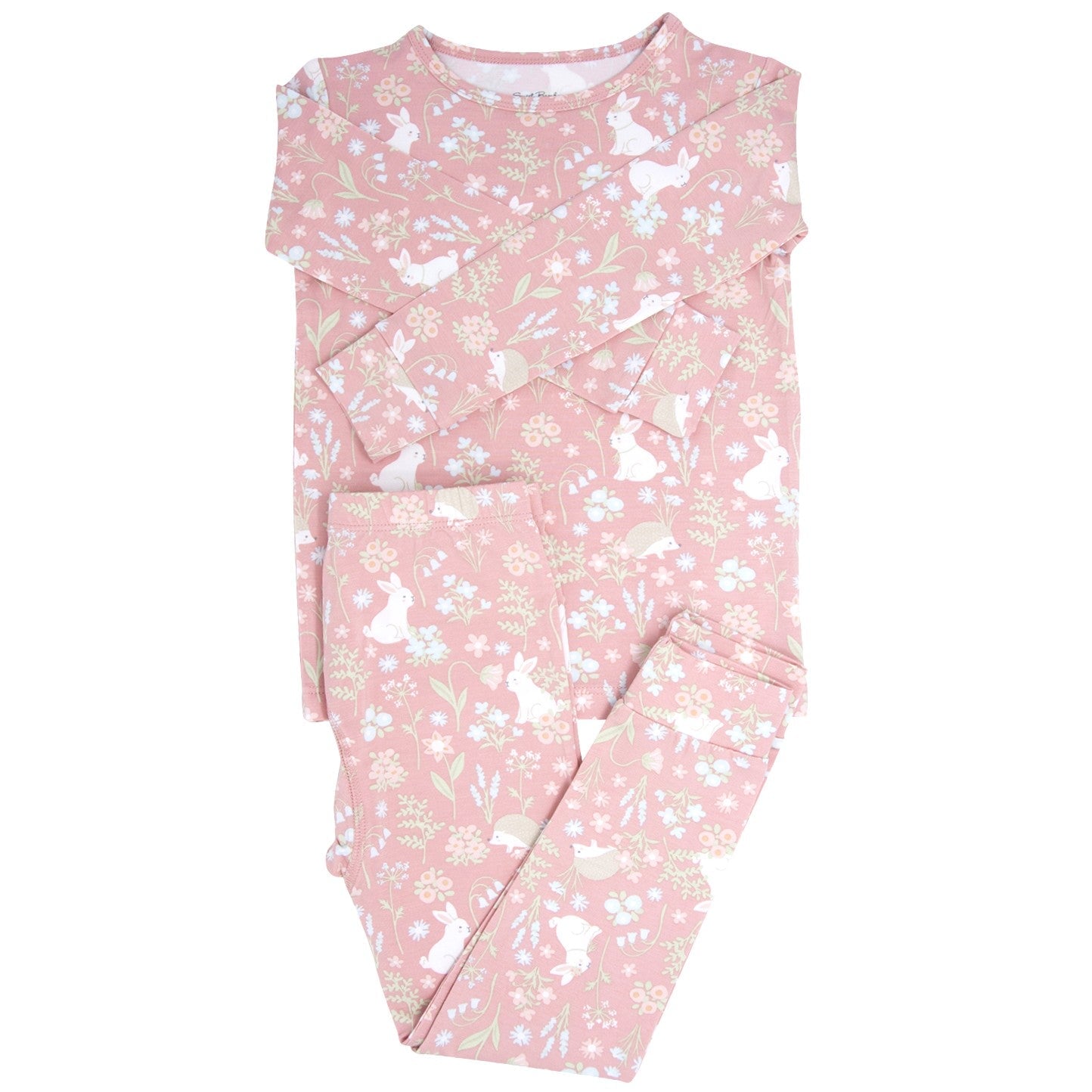 Pink Bunny Floral Big Kid Pajama Set