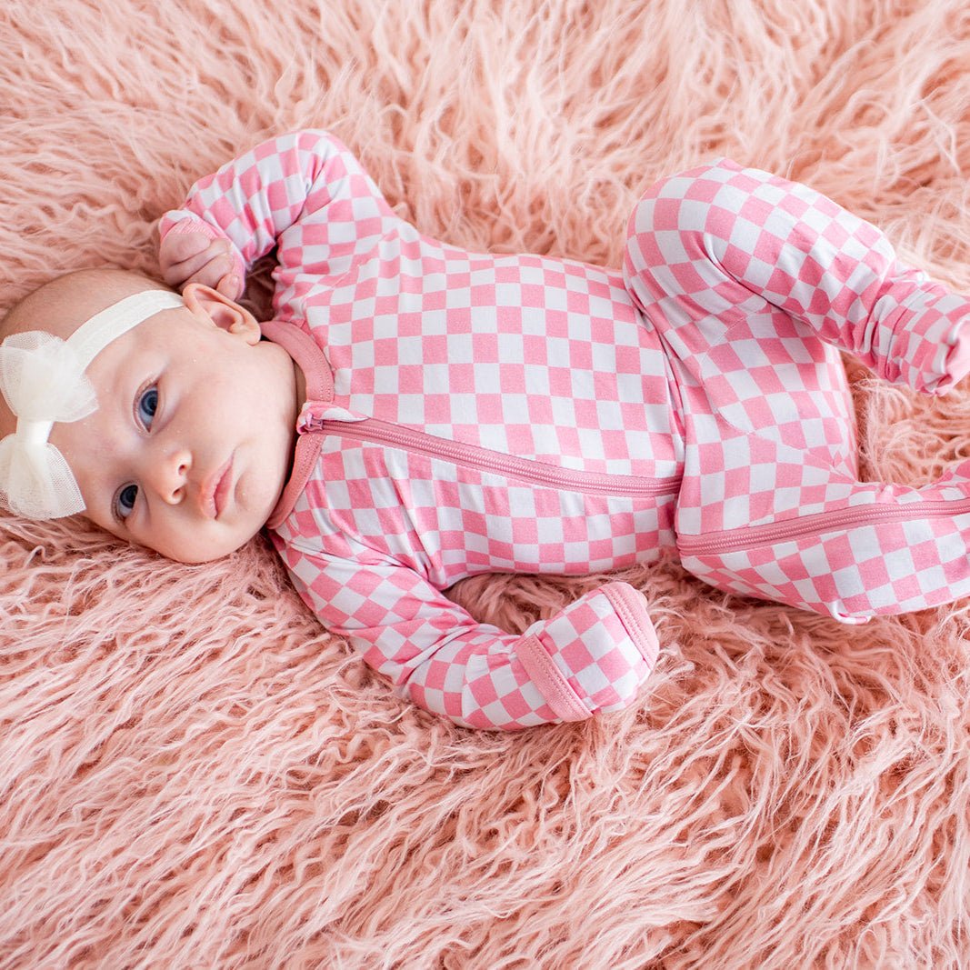 Pink Checkers Footie