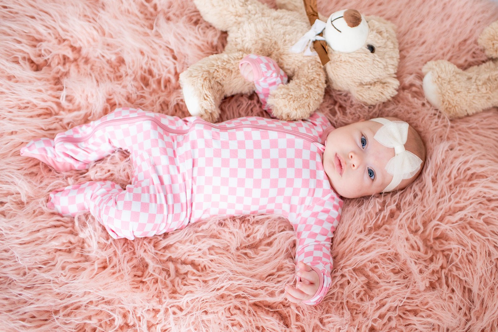 Pink Checkers Footie