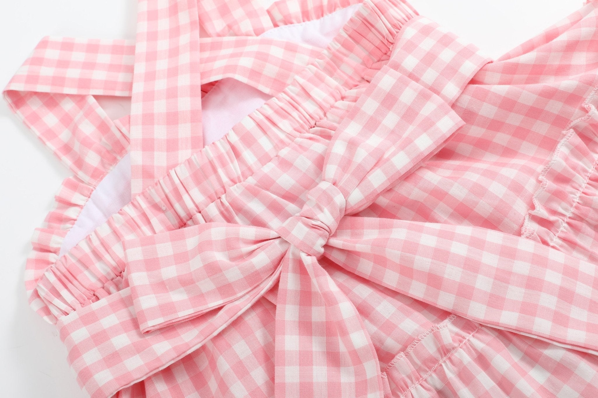 Pink Gingham Check Layered Sundress