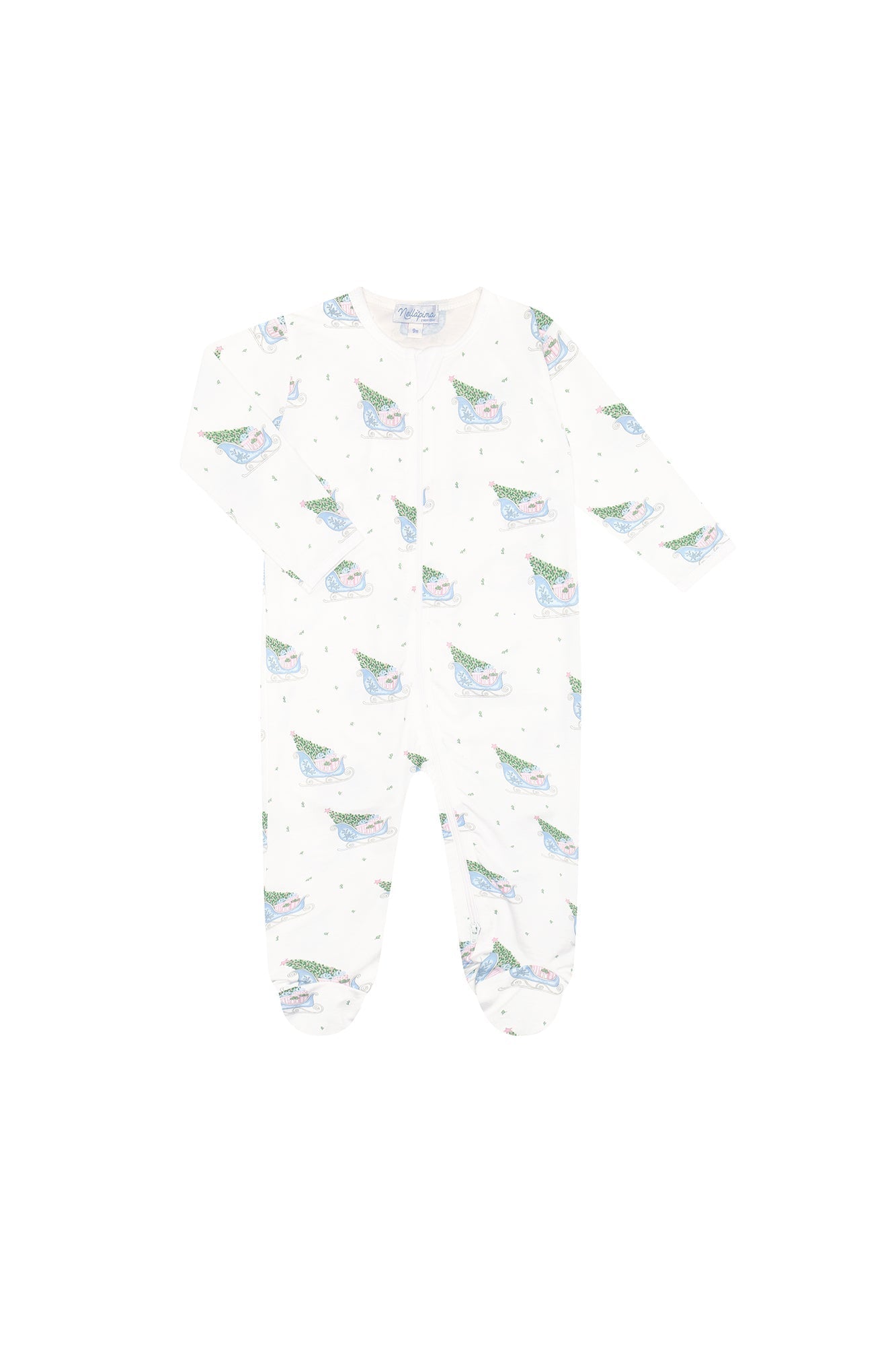 Pink Merry Sleighs Zipper Footie