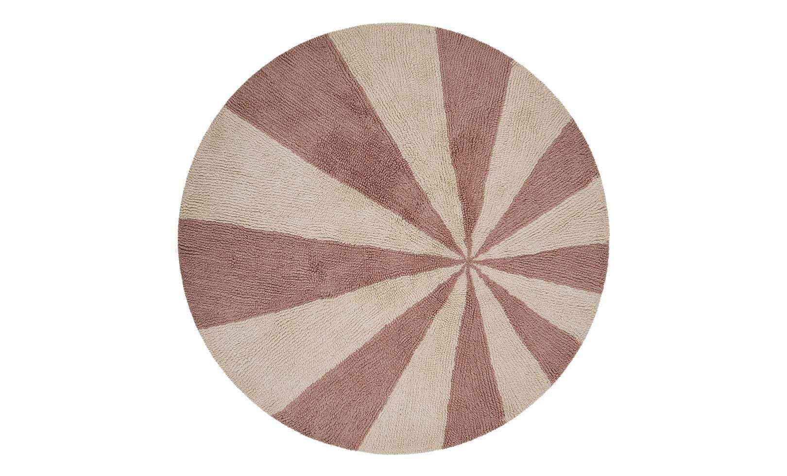 Beach Ball Washable Round Wool Rug In Pink