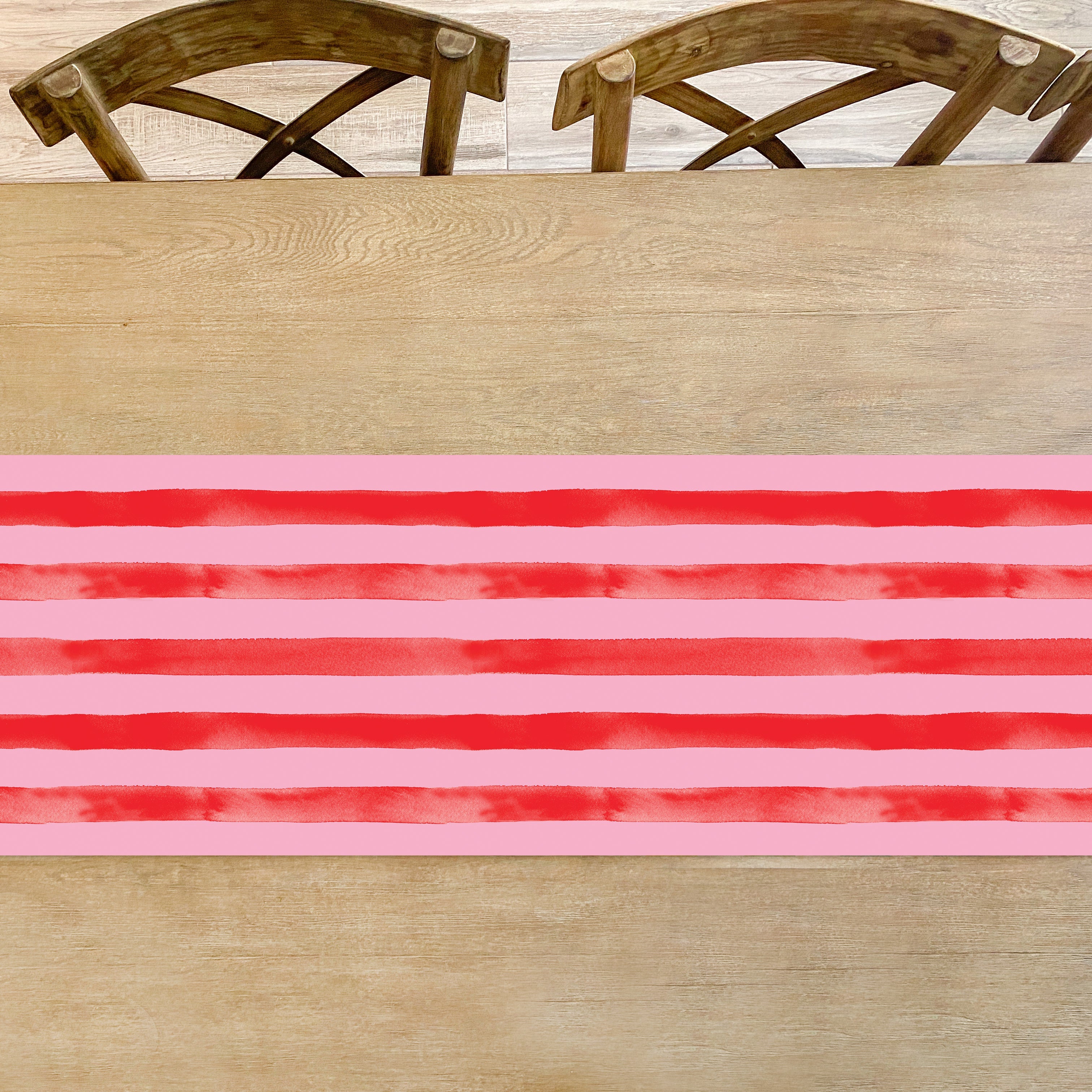 Pink And Red Painterly Stripes Table Runner