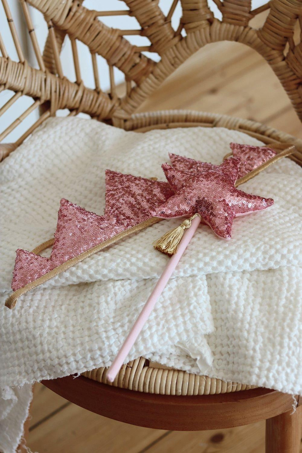 pink Sequins Crown And Wand Magic Set