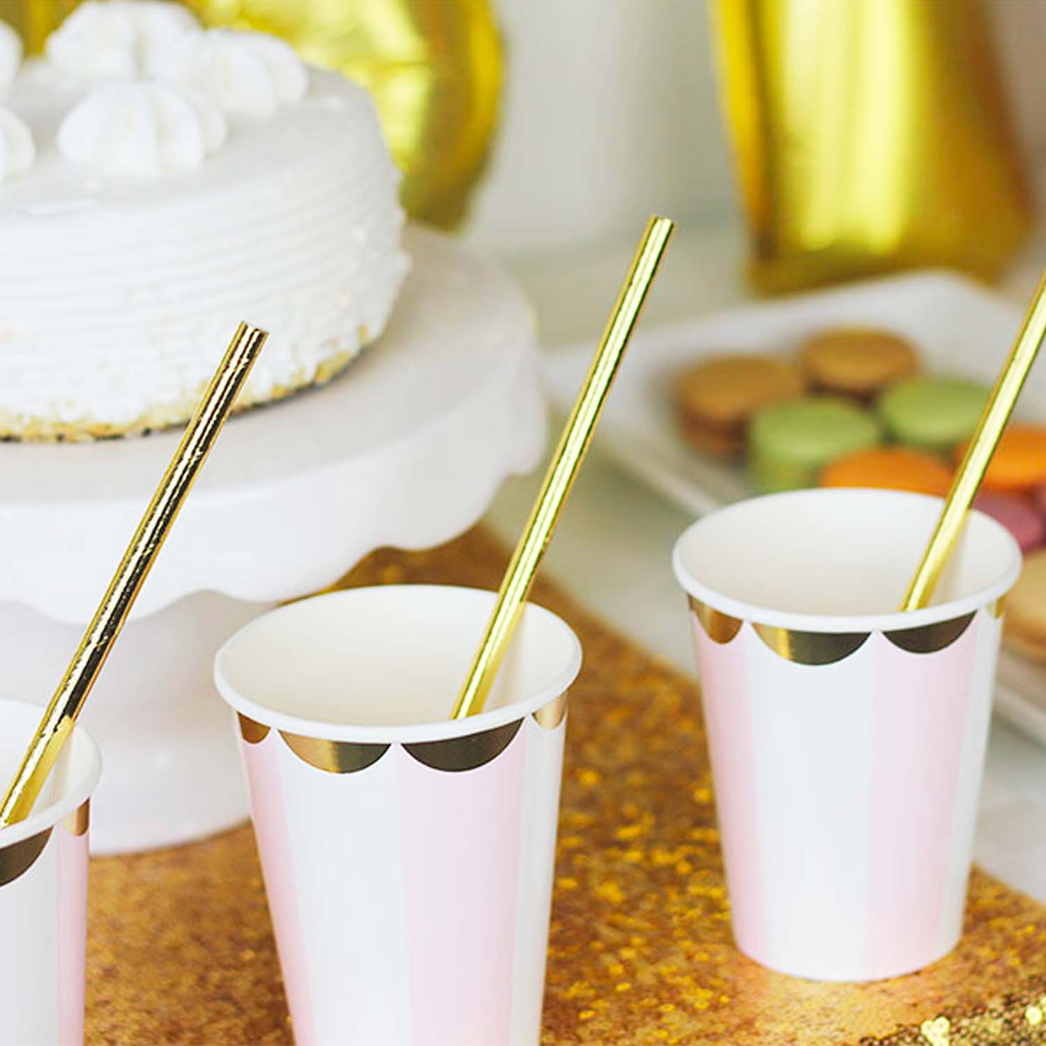 Pink Striped Paper Cups