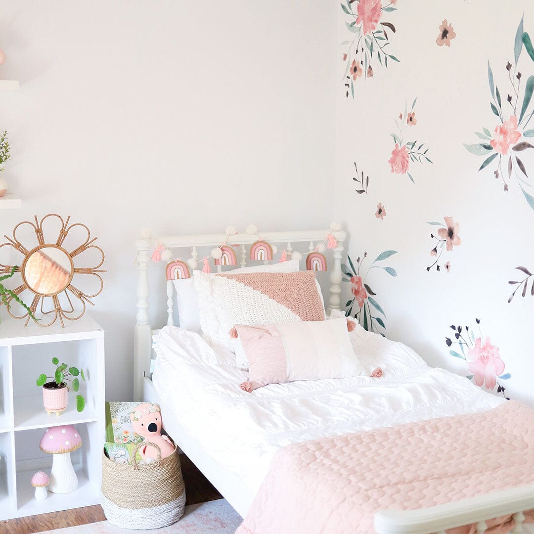 Pink Watercolor Flowers Wall Decals