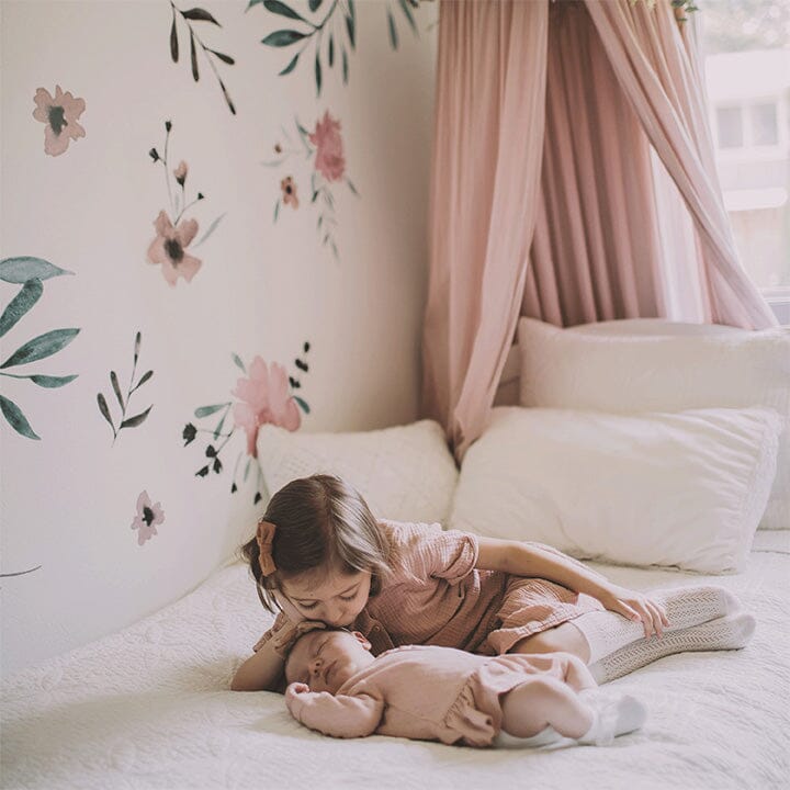 Pink Watercolor Flowers Wall Decals