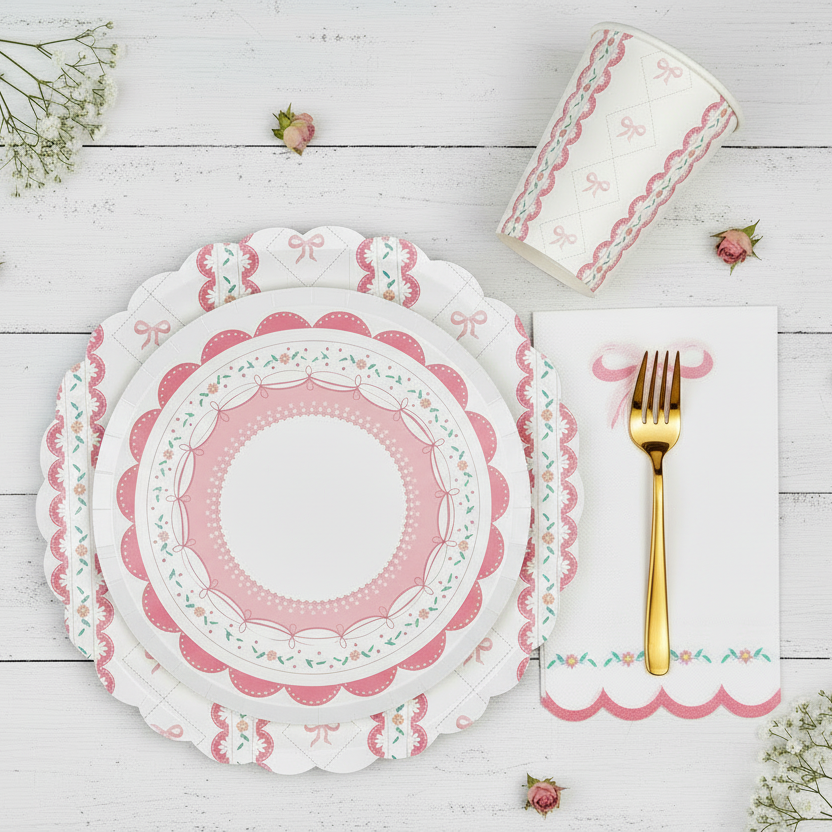 Pink Coquette Small Dessert Plates 8" (8 Pack)