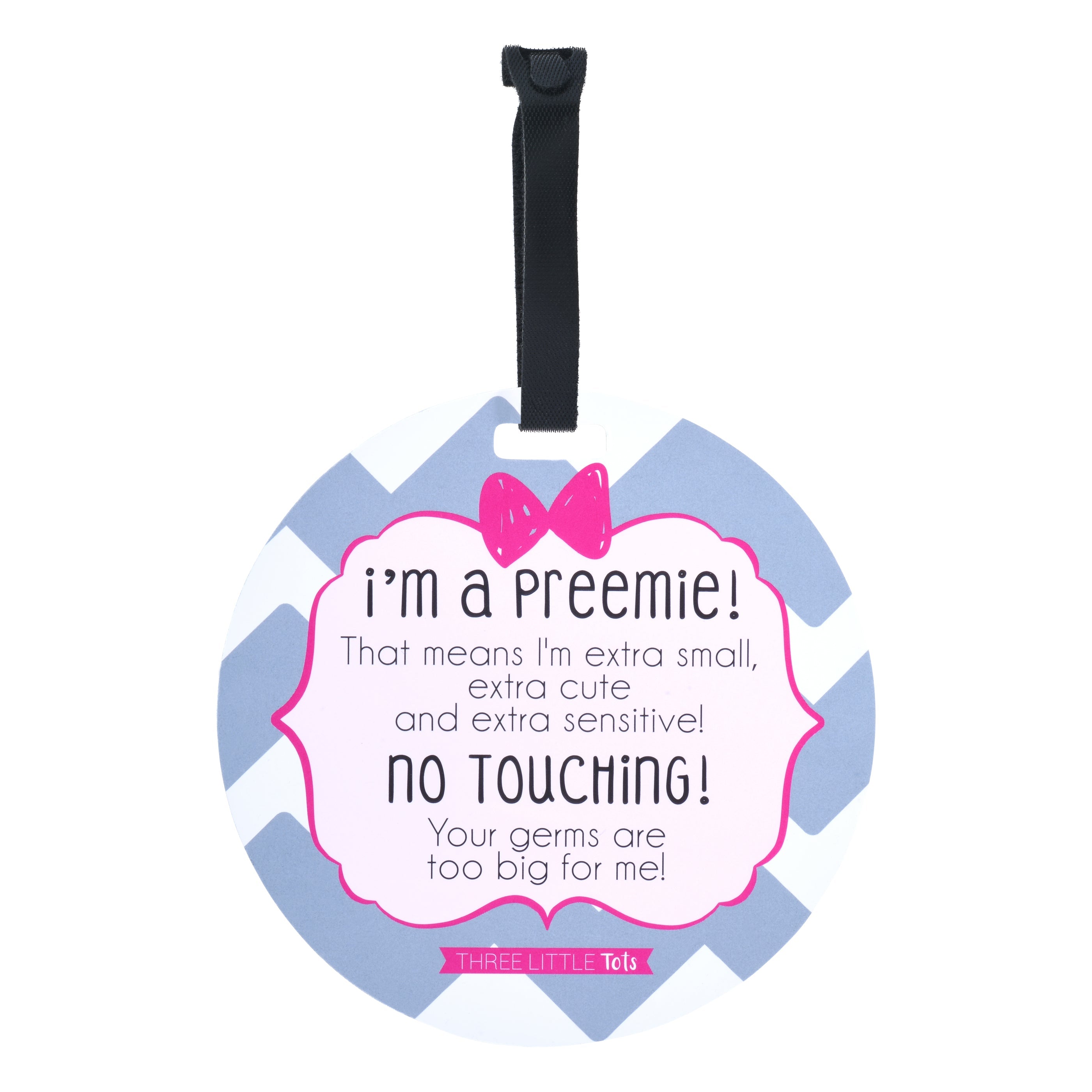 Pink Preemie No Touching Newborn Car Seat Sign Tag