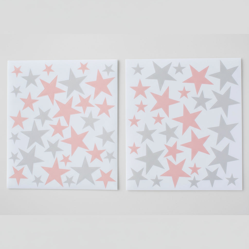 Stars Reusable Wall Decal - Pink & Grey (66 Pcs)