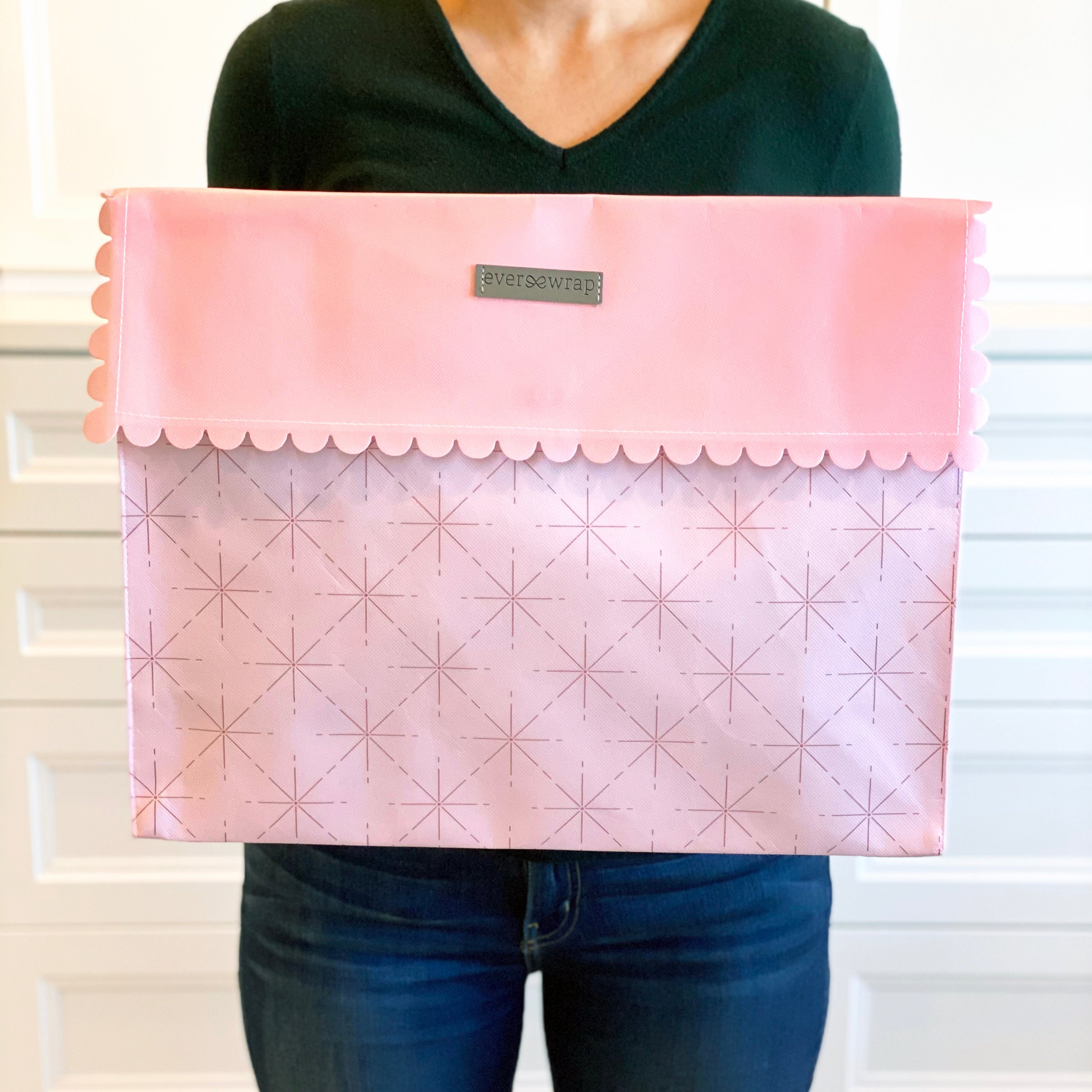 Everenvelope: Large Pink Reusable Gift Bag With Magnetic Closure (reusable Gift Wrap Bags – Sustainable, Foldable, Eco-friendly)