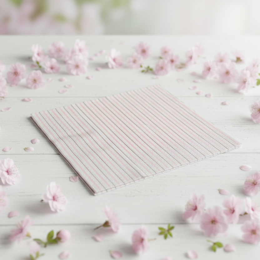 Pink Fine Stripes Napkins (set Of 16)