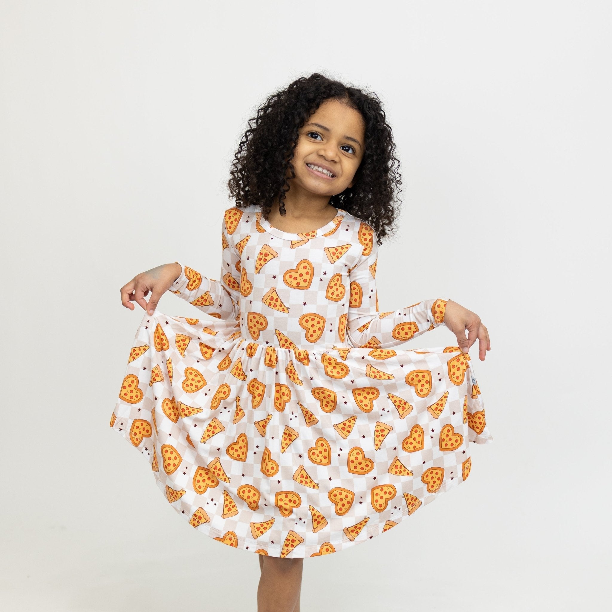 Pizza My Heart Long Sleeve Twirl Dress