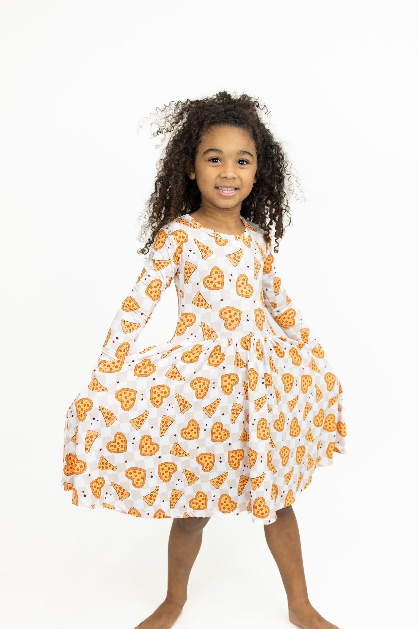 Pizza My Heart Long Sleeve Twirl Dress