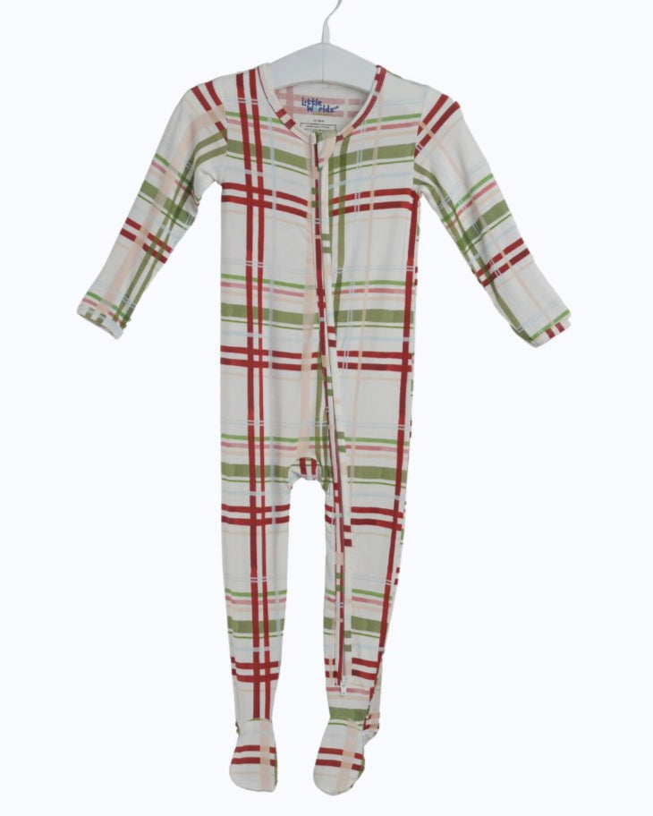 Plaid Bamboo Zipper Footie