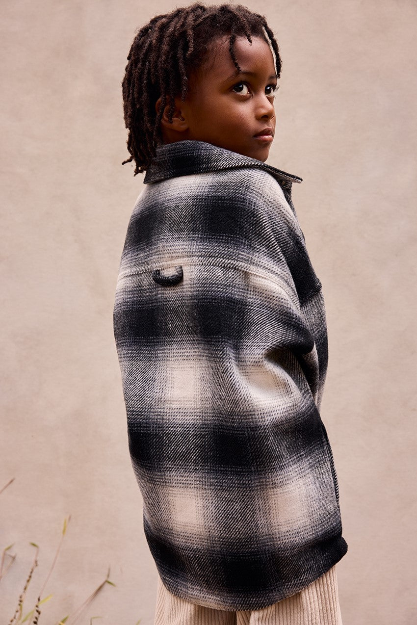 Elongated Oversized Plaid Shirt Jacket