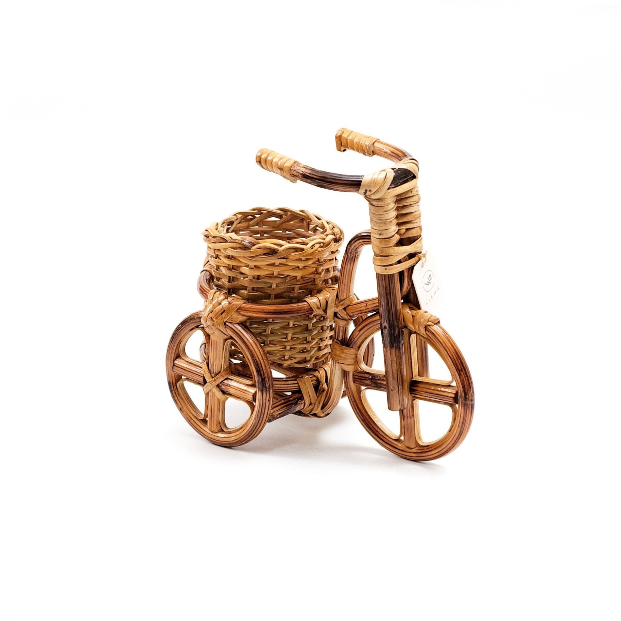 Bicycle Rattan Planter, Medium - Handmade Planters | Likhâ