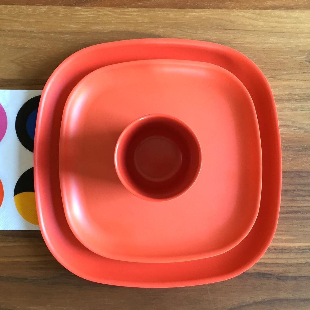 Bamboo Medium Plate - 4 Piece Set - Persimmon