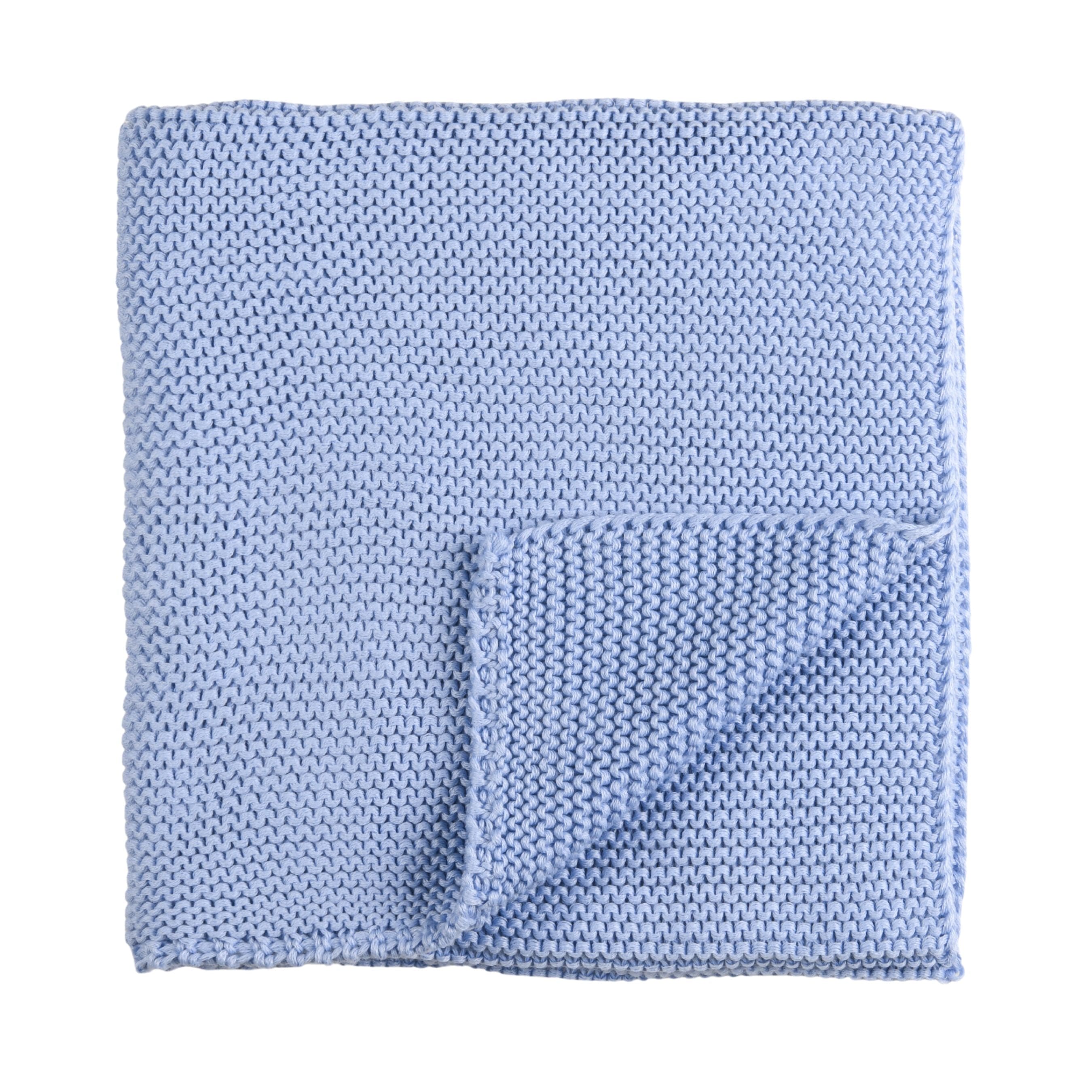 Petit Sweeny | Boys Blue Knitted Blanket (90cm) | Made In France