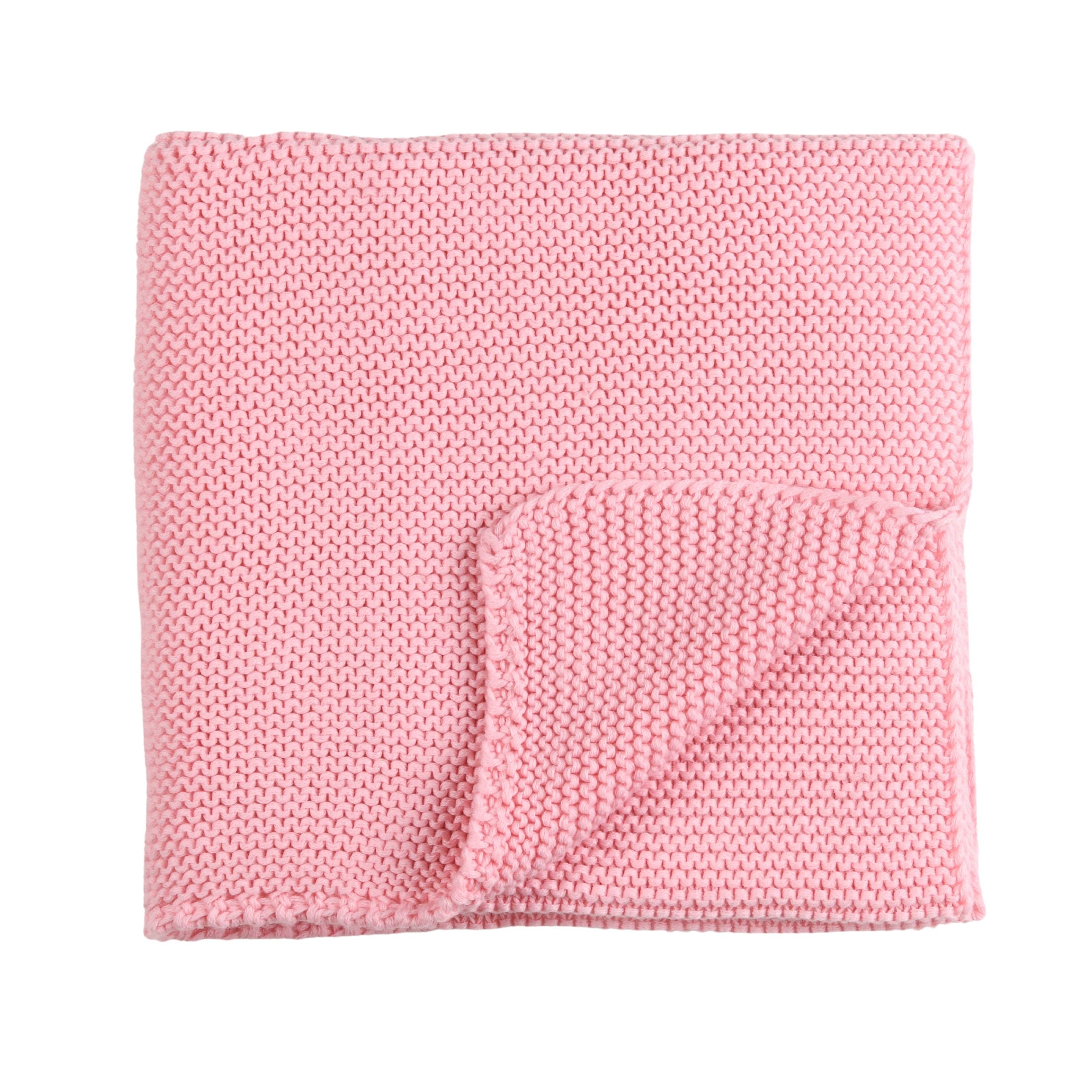 Petit Sweeny | Pink Knitted Wool Blend Blanket (90cm) | Made In France