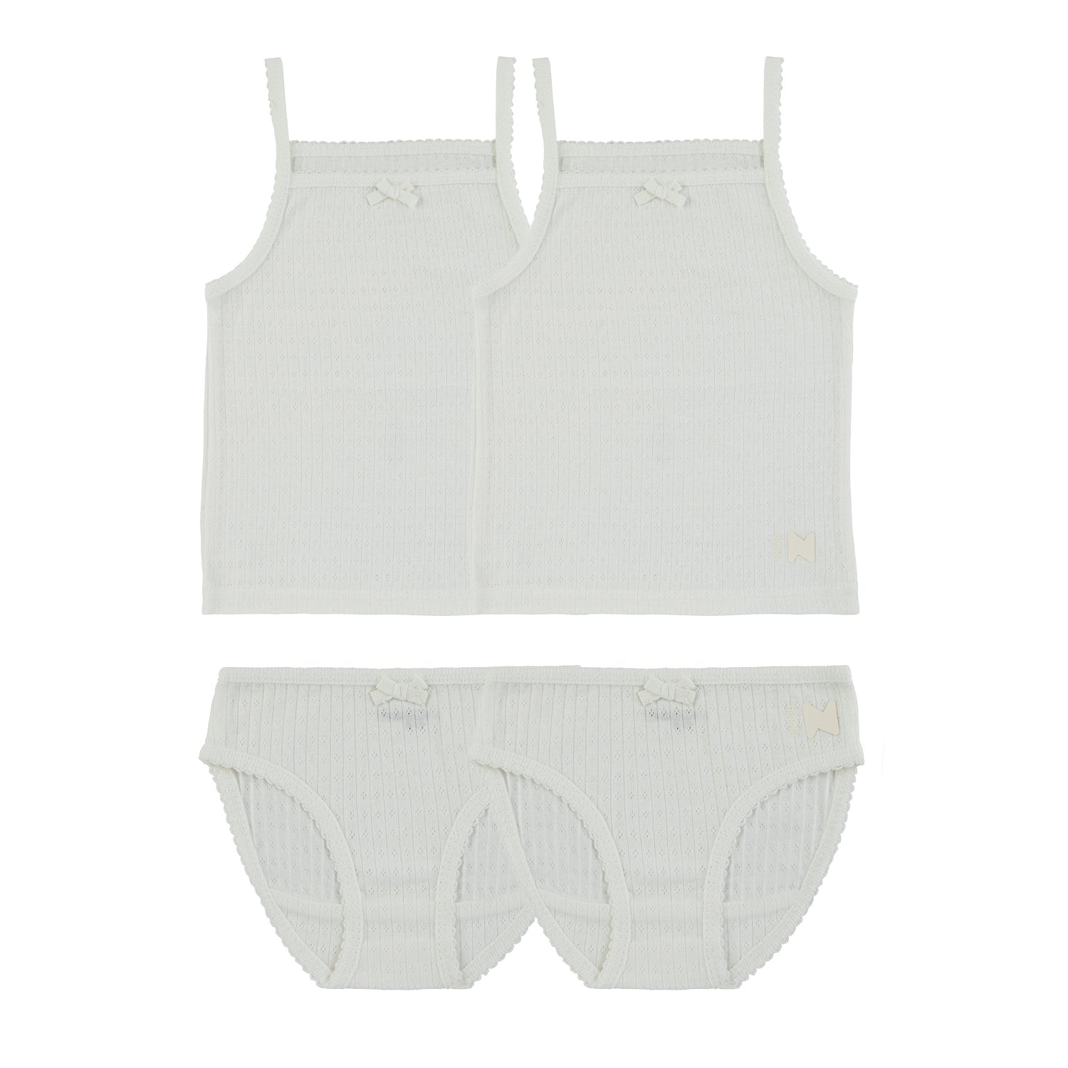 Pointelle White, Girl (2 Sets)