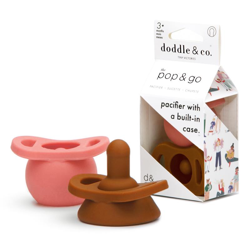 Pop & Go Pacifiers - Peach/navy