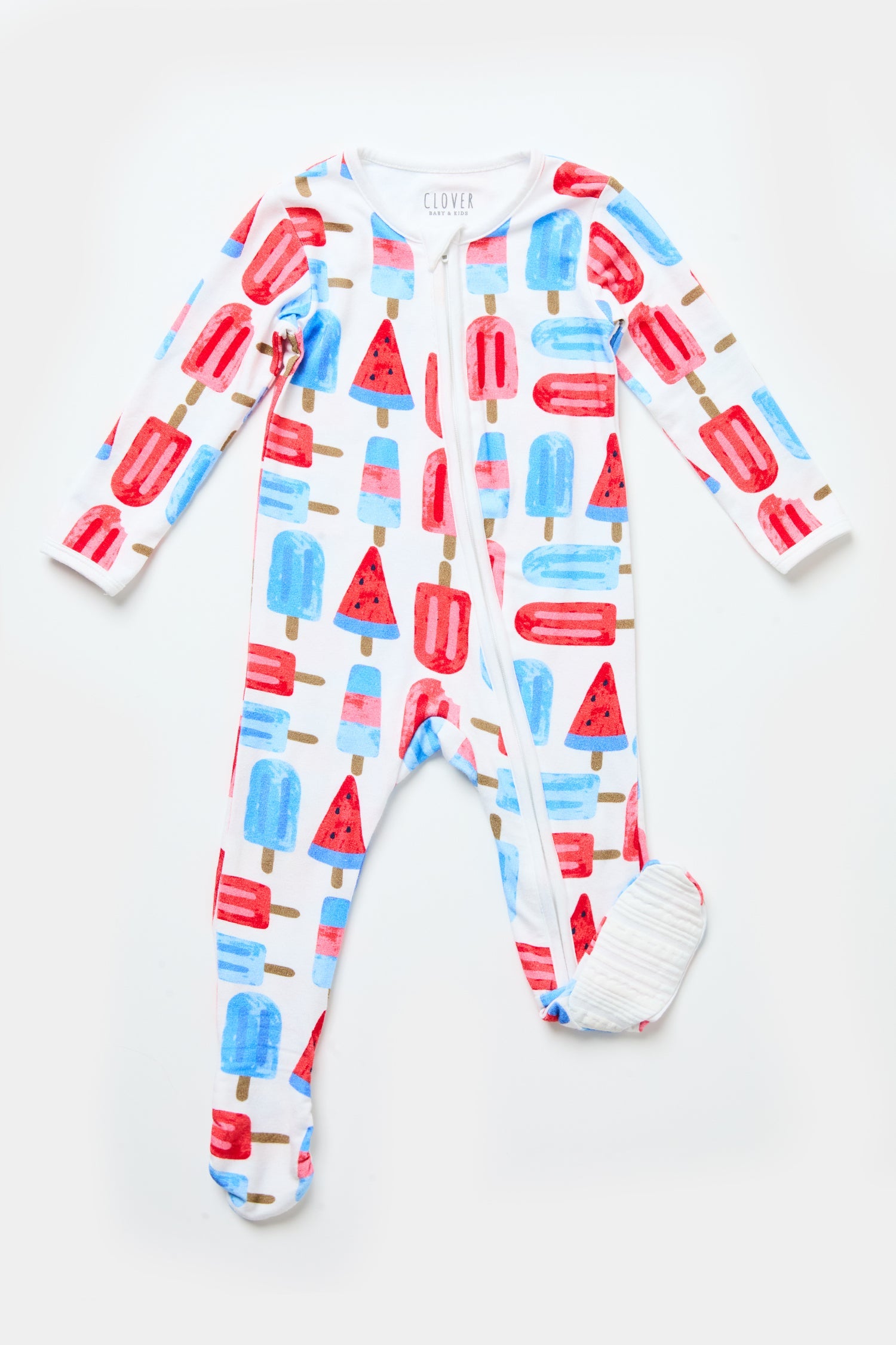 Soft & Stretchy Zipper Footie - Popsicles