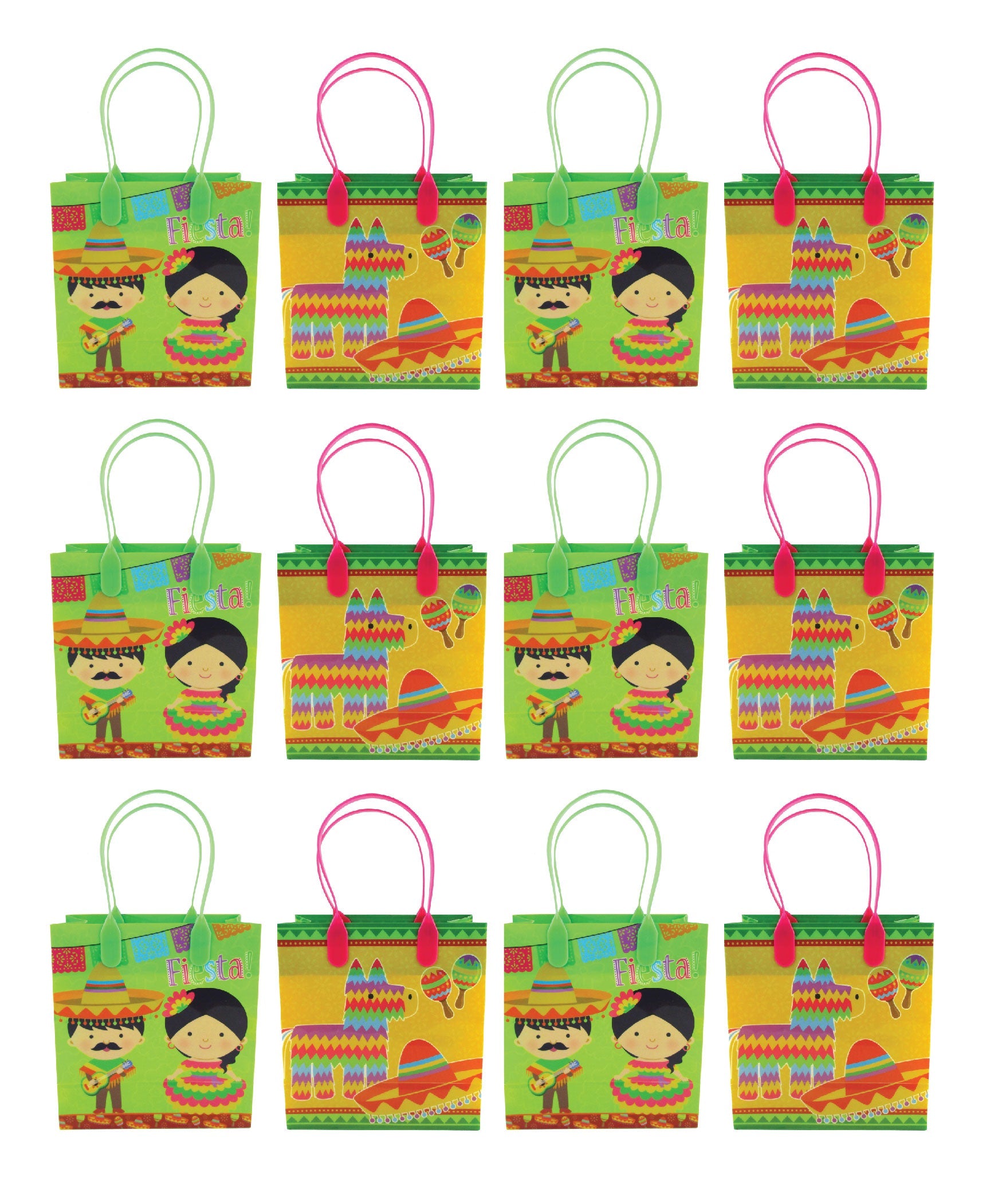 Fiesta Themed Party Favor Bags Treat Bags - Set Of 6 Or 12