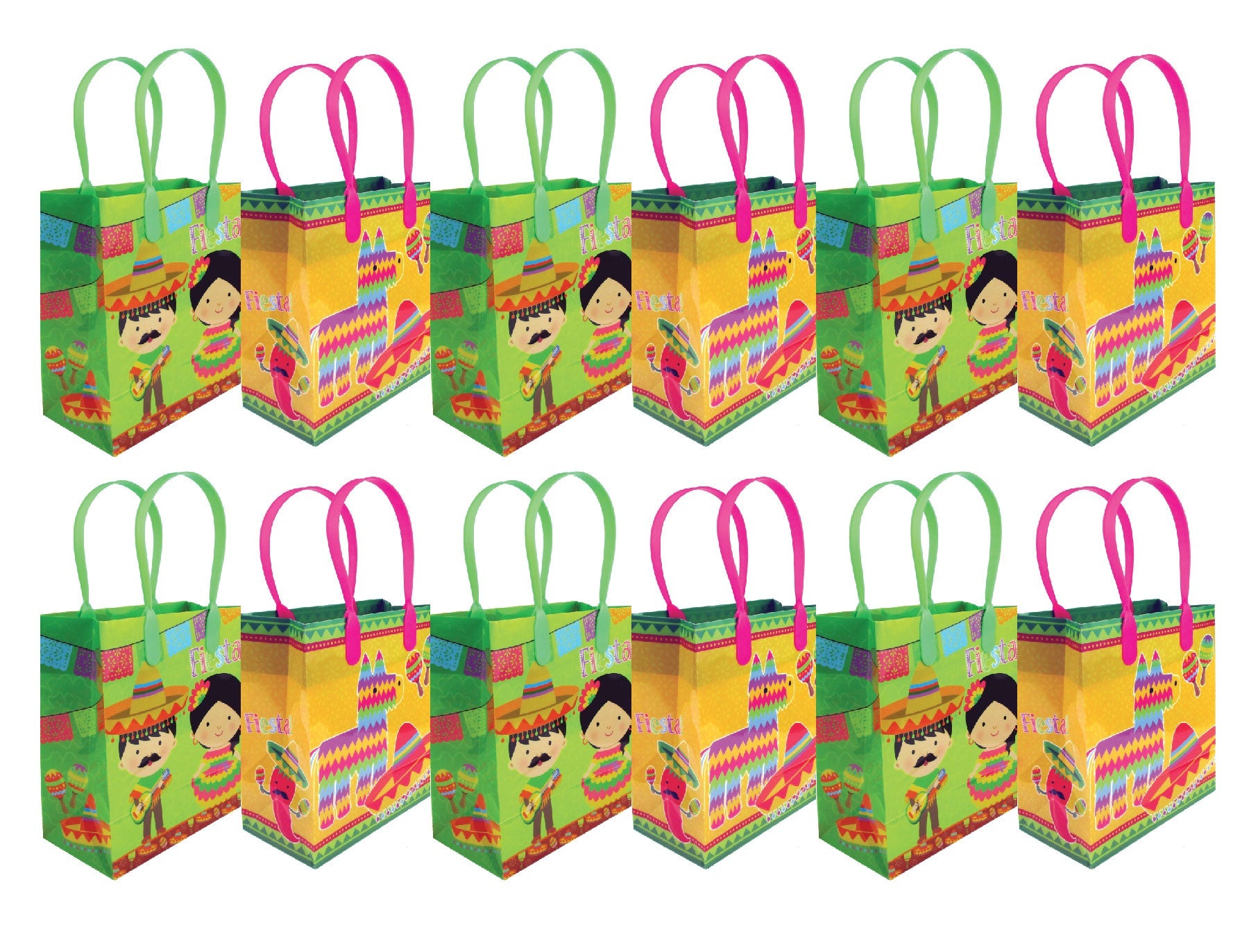 Fiesta Themed Party Favor Bags Treat Bags - Set Of 6 Or 12