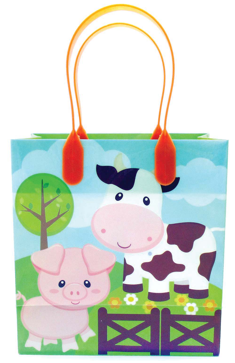Barnyard Farm Animals Party Favor Treat Bags - Set Of 6 Or 12