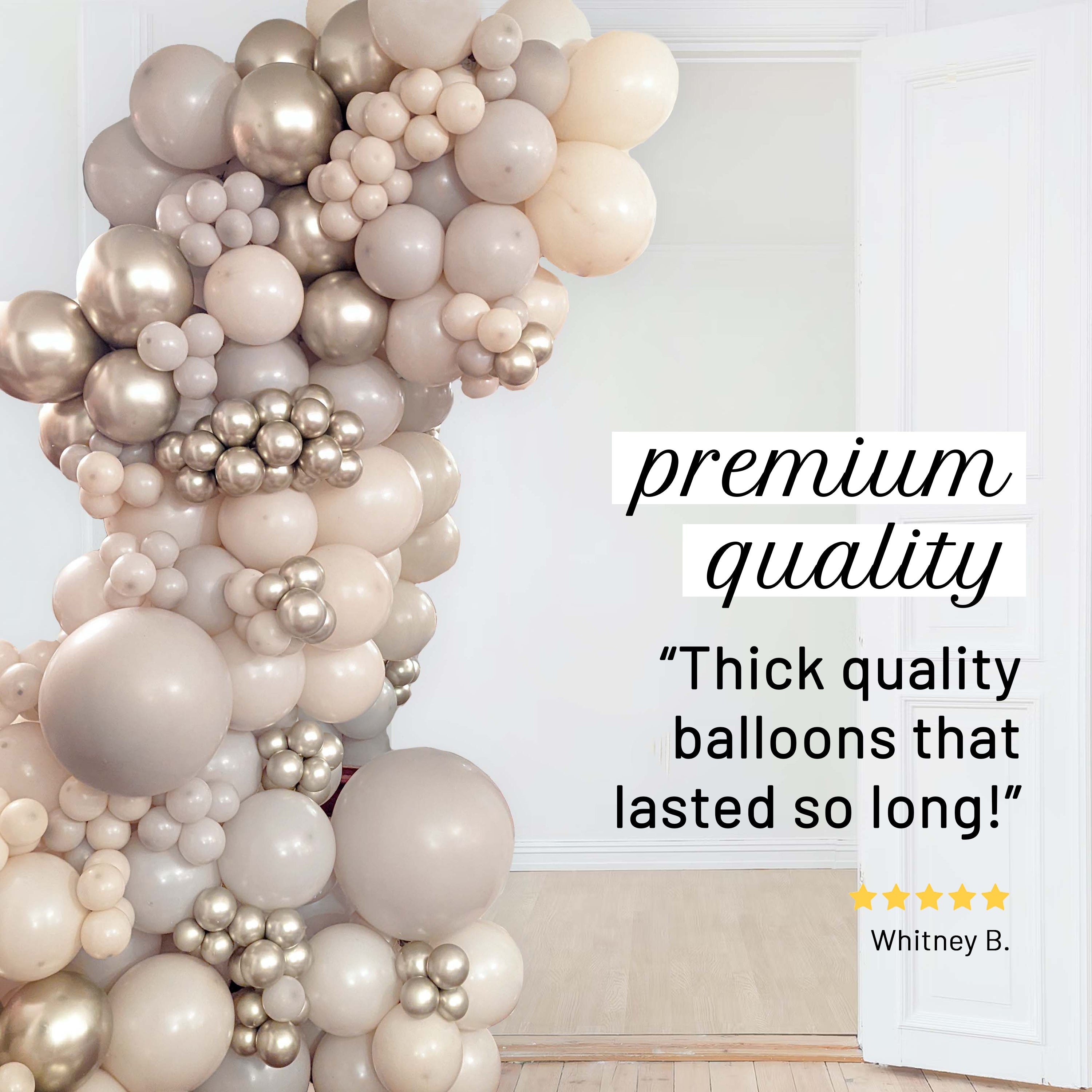 Neutral Boho Balloon Garland Kit – Linen, Gray, Gold, White