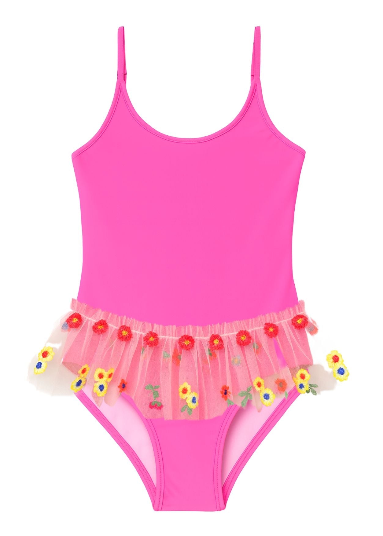 Floral Tutu Neon Pink Swimsuit