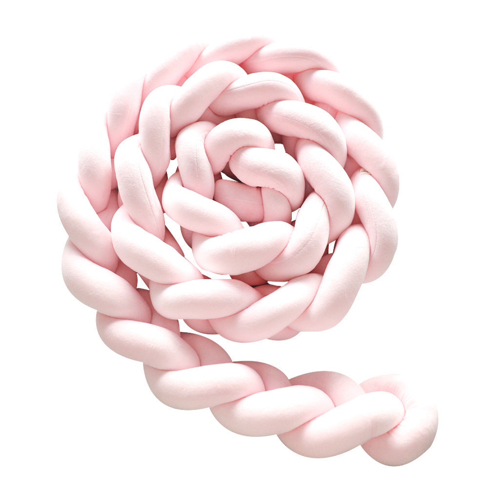 New Nordic Style Twisted Knit Baby Bed Rail Bumper, Long Strip With Three-strand Twisted Braided Knot Rope Cushion