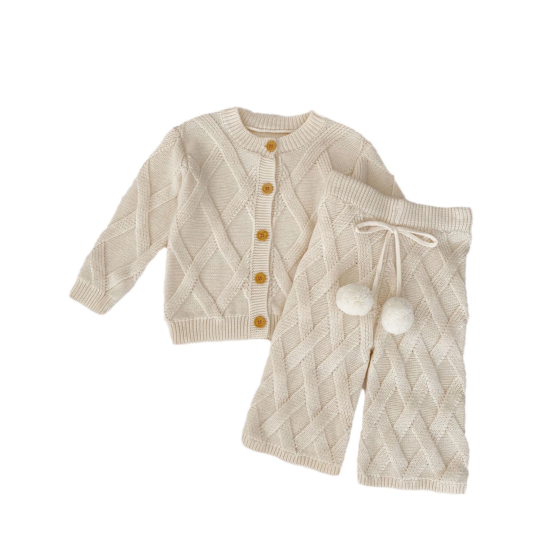 Baby Girl Knitted Cardigan With Pants Sets