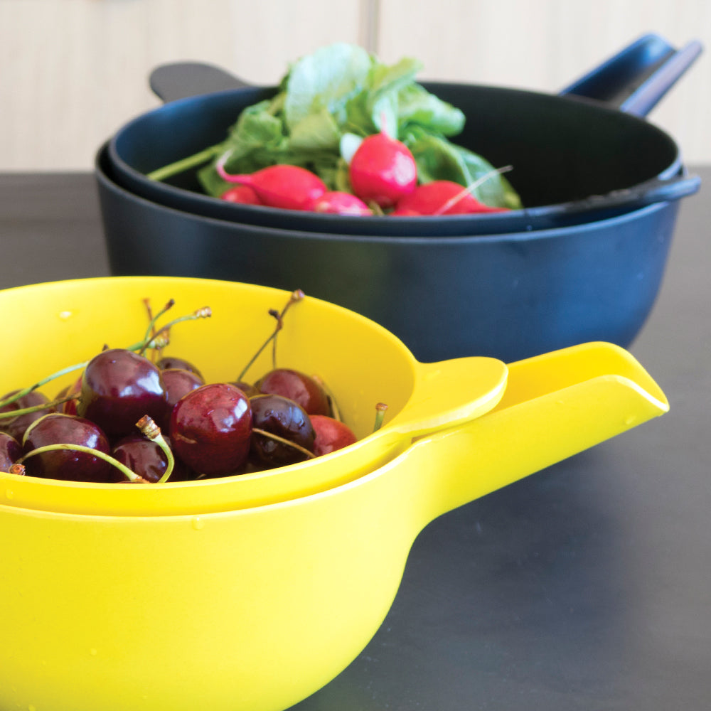 Small Mixing Bowl And Colander Set - Lemon