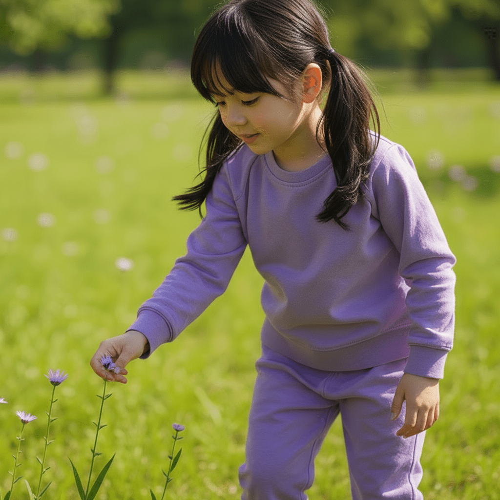Purple Lily Crew Neck Jogger Set