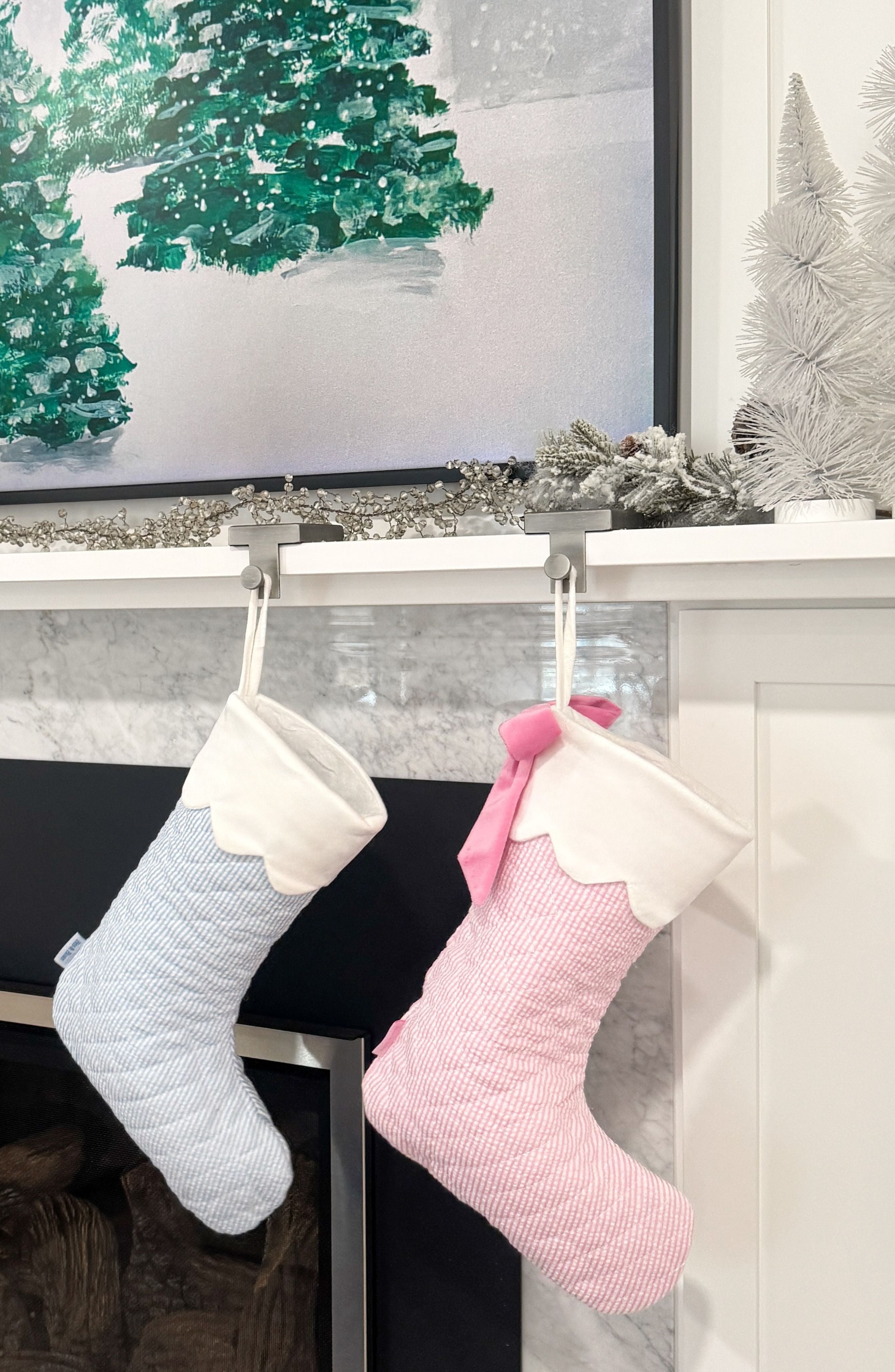 Seersucker Christmas Stocking (pink)