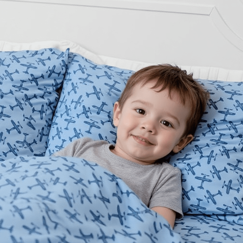 Quilted Blanket - Airplane Blue
