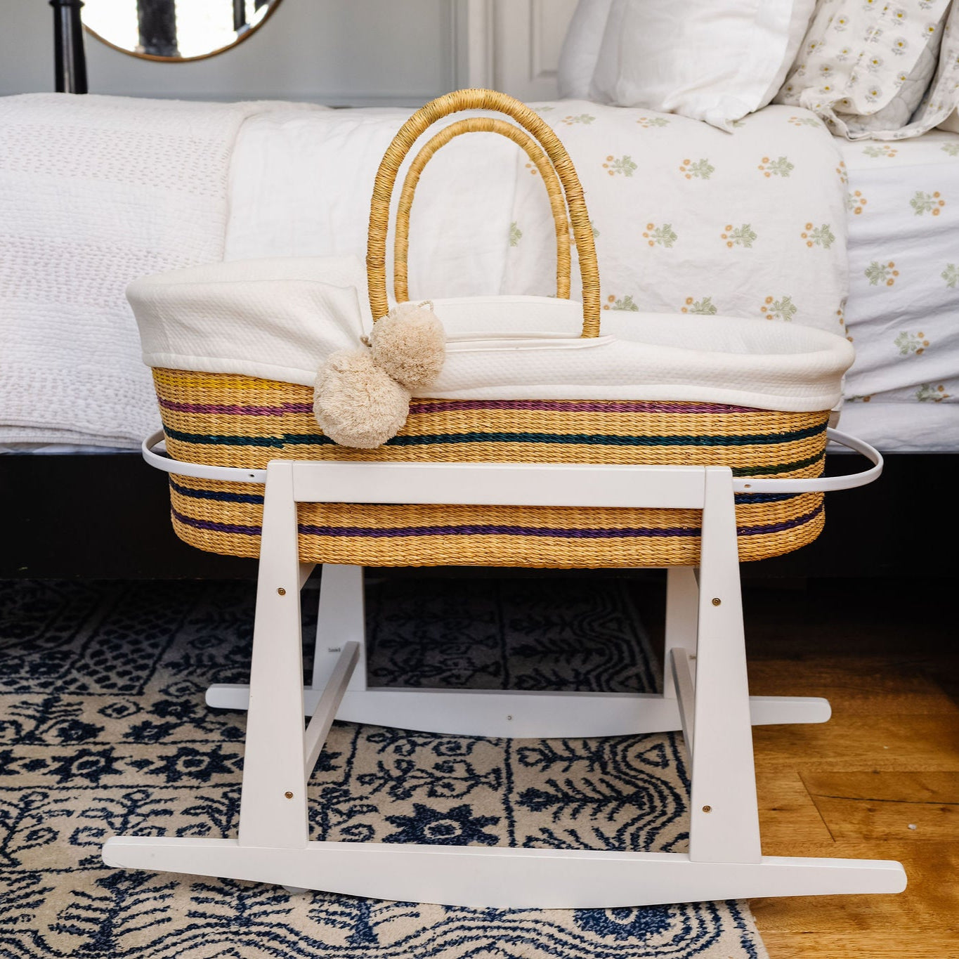 Rainbow<br> African Moses Basket<br>vegan Handle