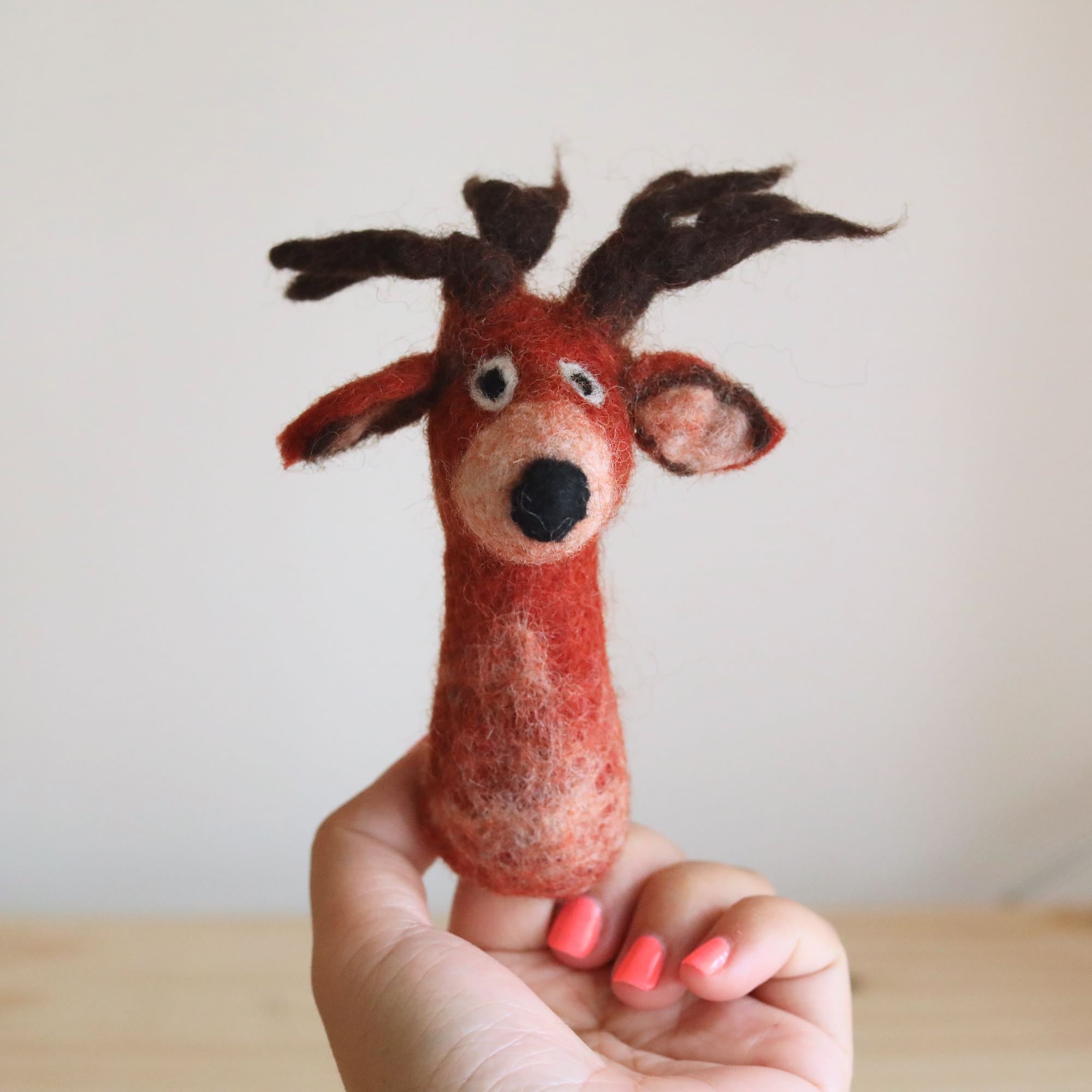 Red Reindeer Finger Puppet