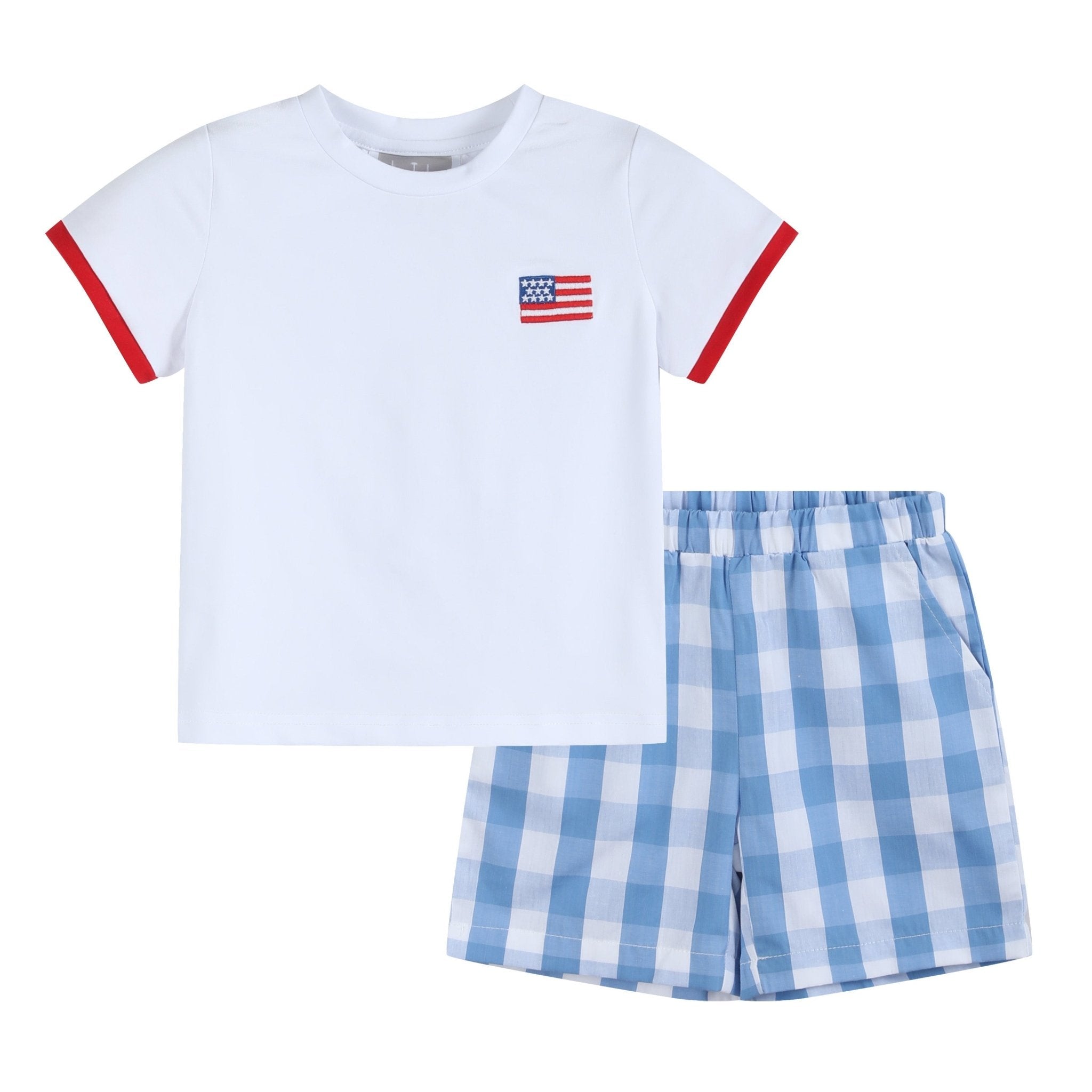 Red, White And Blue Shirt And Shorts Set