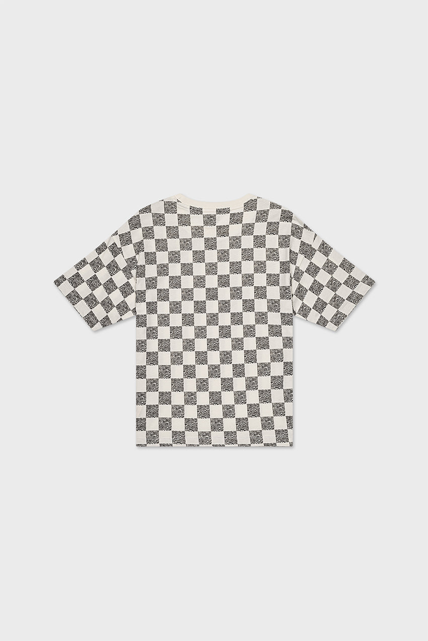 Relaxed Cotton T-shirt With Checker Print