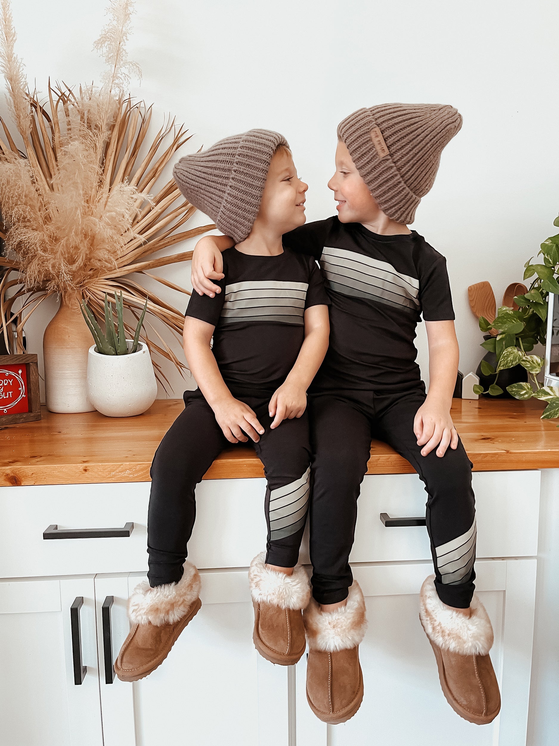 Retro Tan Stripe Two-piece Set