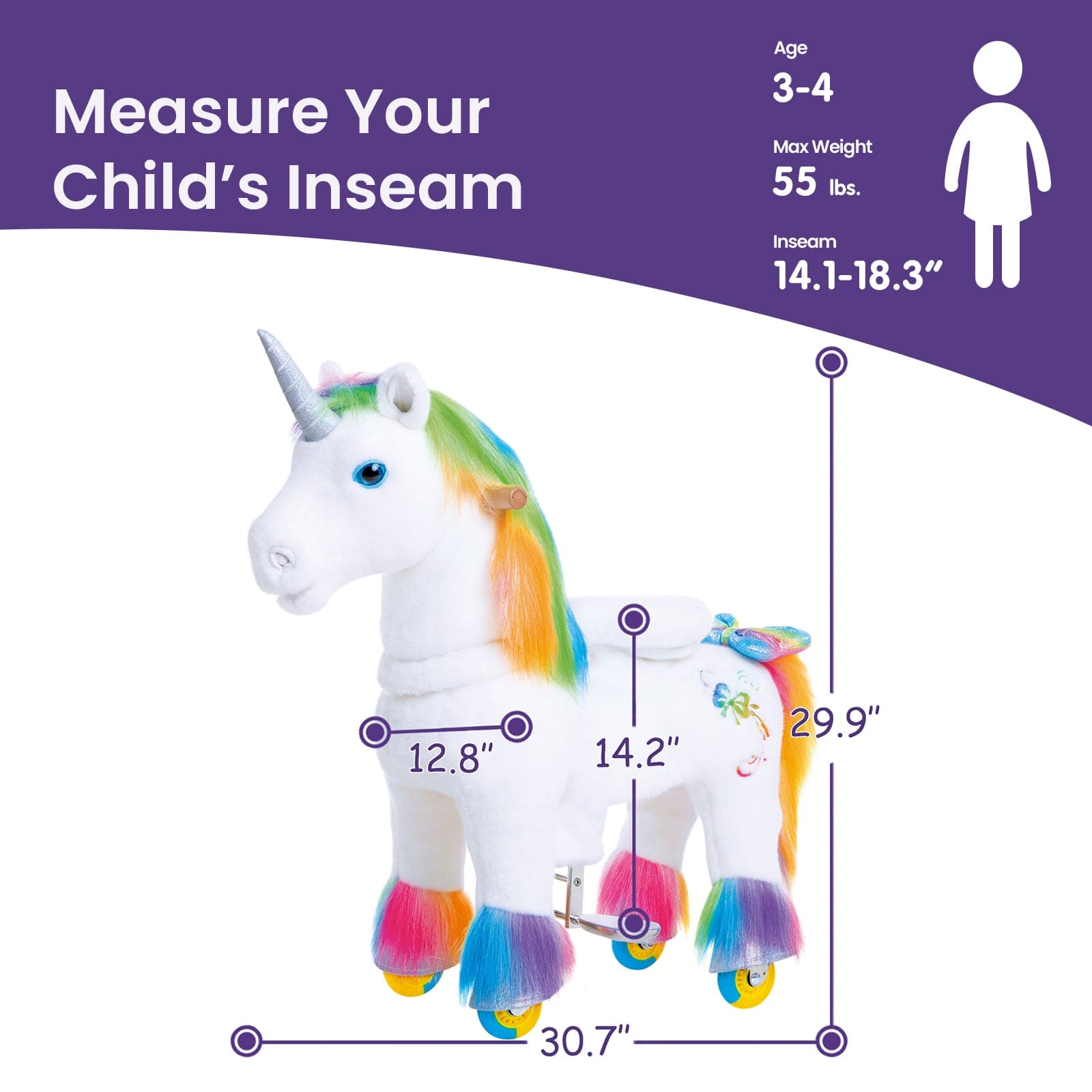 Model X® Unicorn Ride-on Toy Age 3–4 – Rainbow